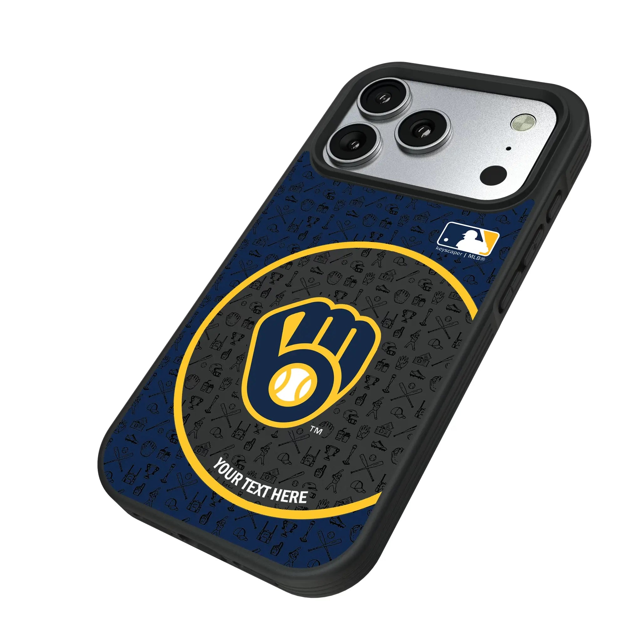 Milwaukee Brewers Personalized Circle iPhone Bump Phone Case for Apple iPhone - Isometric View#Device_iPhone 17 Pro