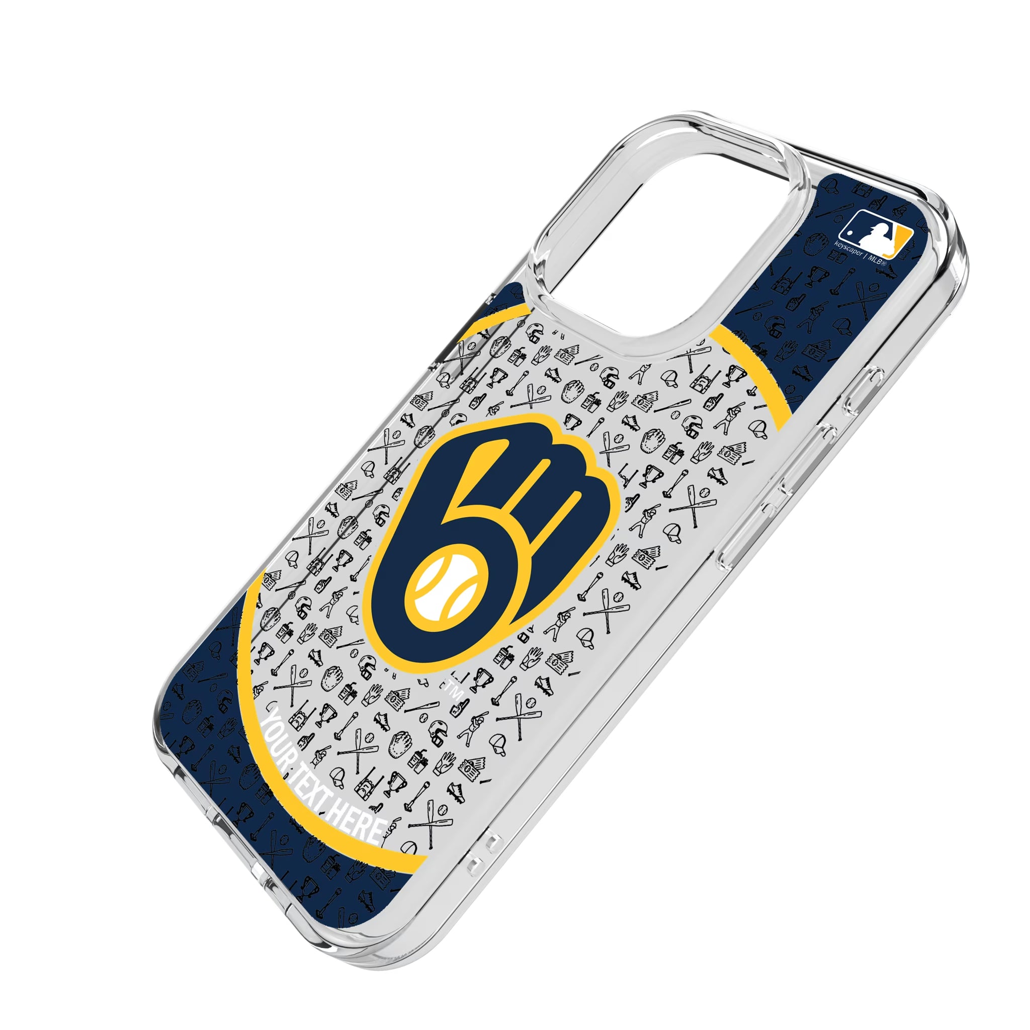 Milwaukee Brewers Personalized Circle iPhone Clear Phone Case for Apple iPhone - Isometric View