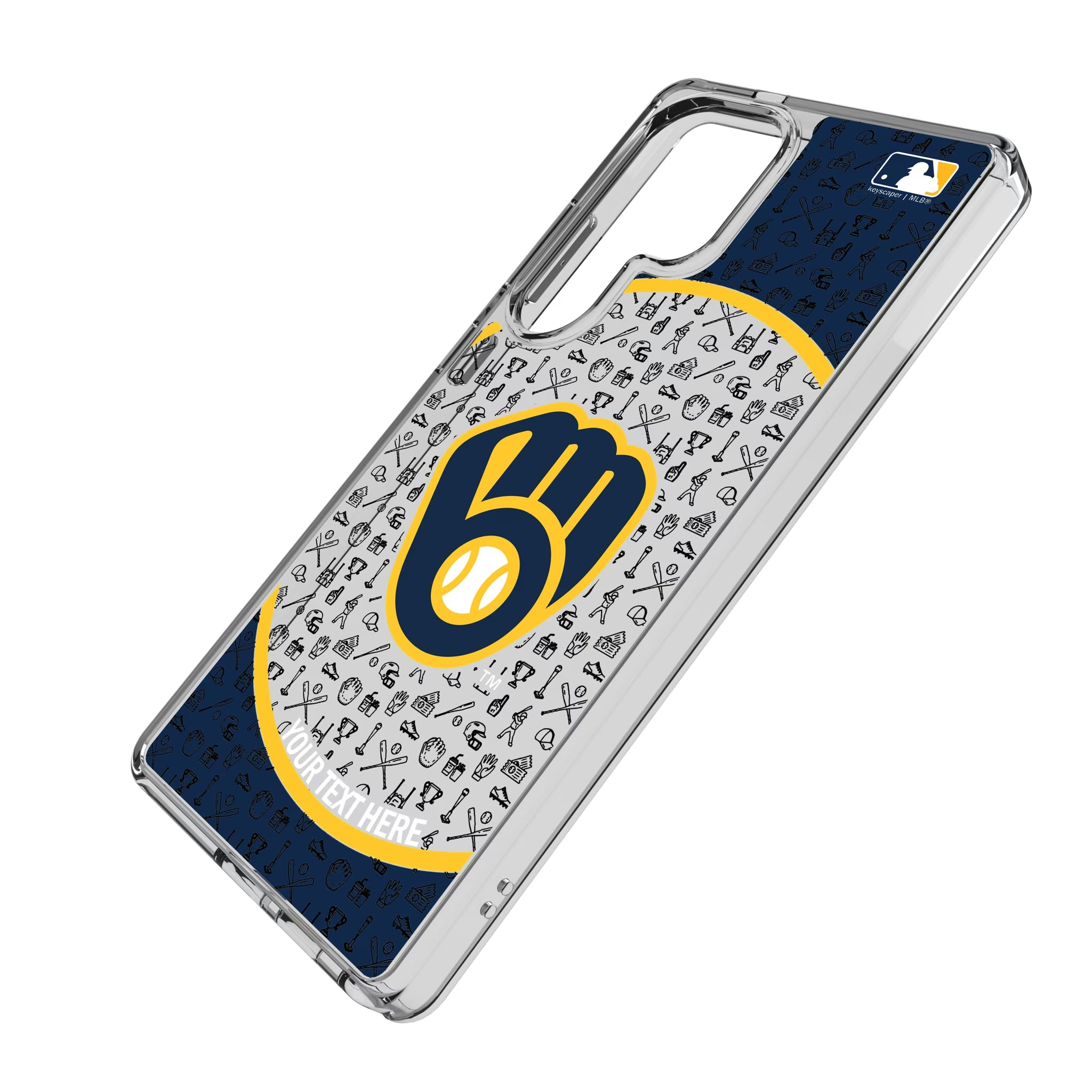 Milwaukee Brewers Personalized Circle Galaxy Clear Phone Case for Samsung Galaxy - Isometric View