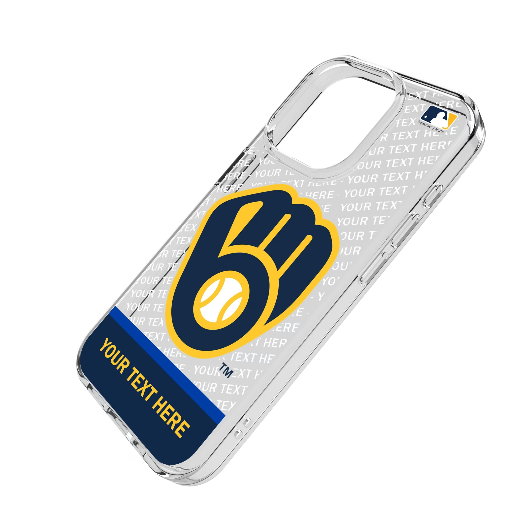 Milwaukee Brewers Personalized EndZone Plus iPhone Clear Phone Case for Apple iPhone - Isometric View