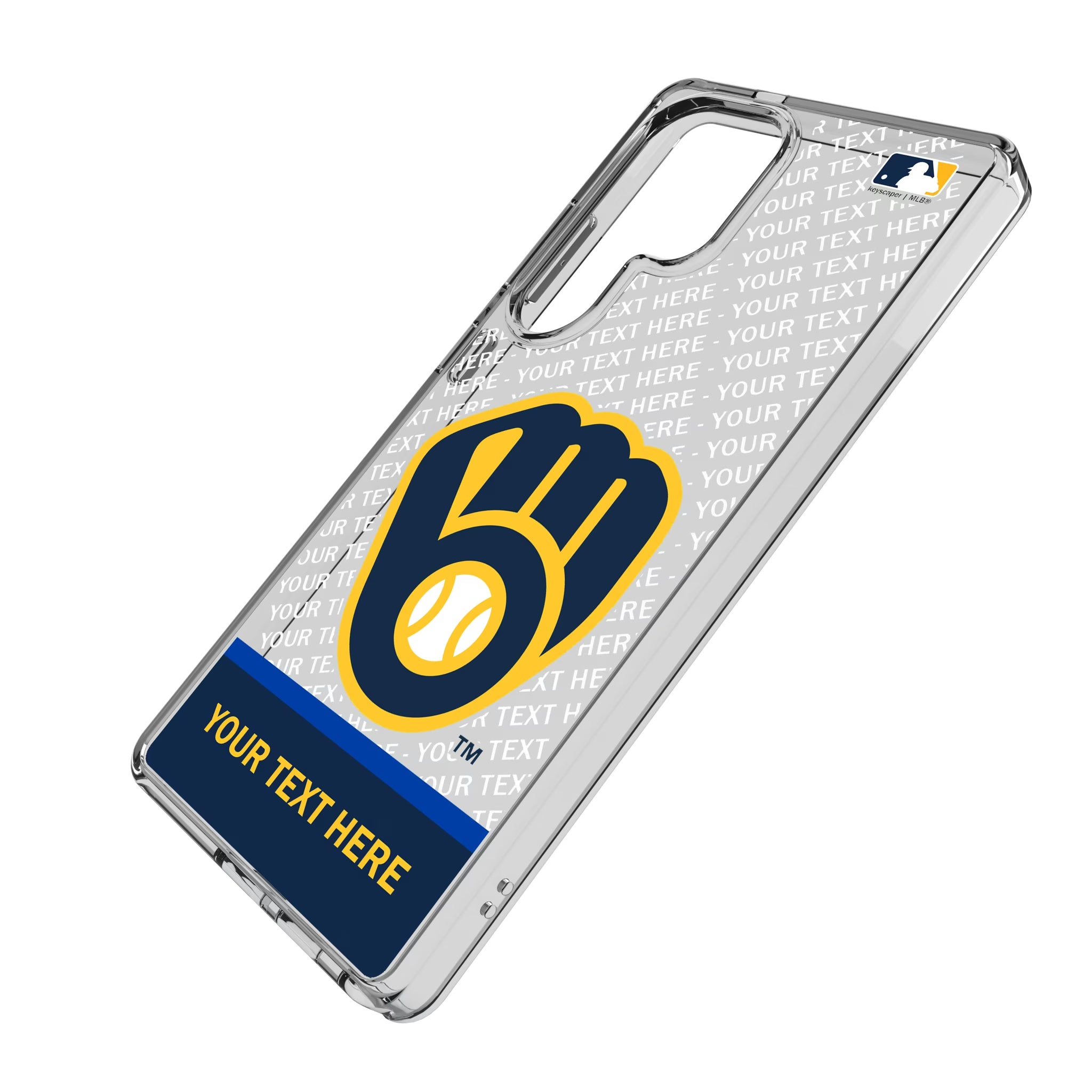 Milwaukee Brewers Personalized EndZone Plus Galaxy Clear Phone Case for Samsung Galaxy - Isometric View