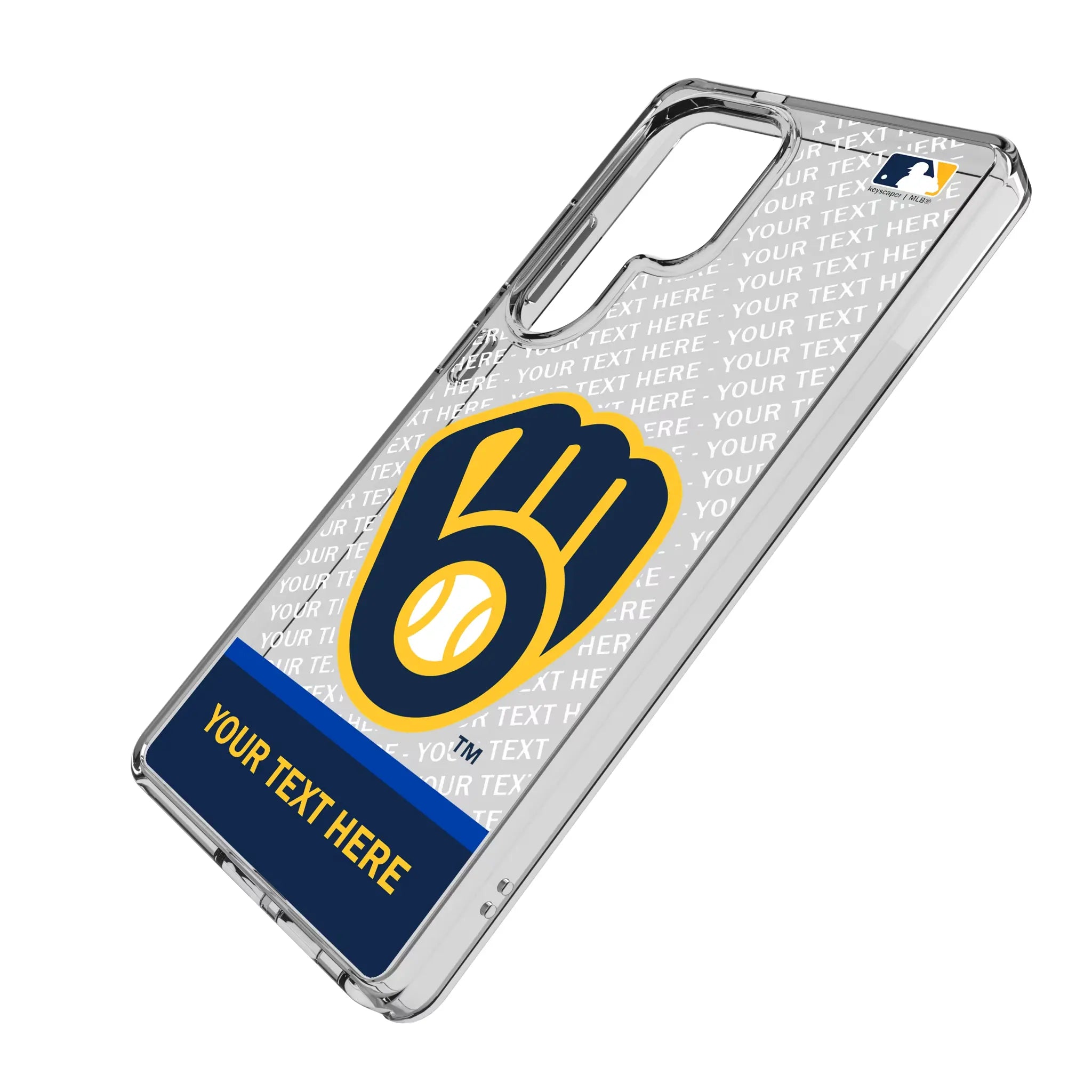 Milwaukee Brewers Personalized EndZone Plus Galaxy Clear Phone Case for Samsung Galaxy - Isometric View#Device_Galaxy S25 Ultra