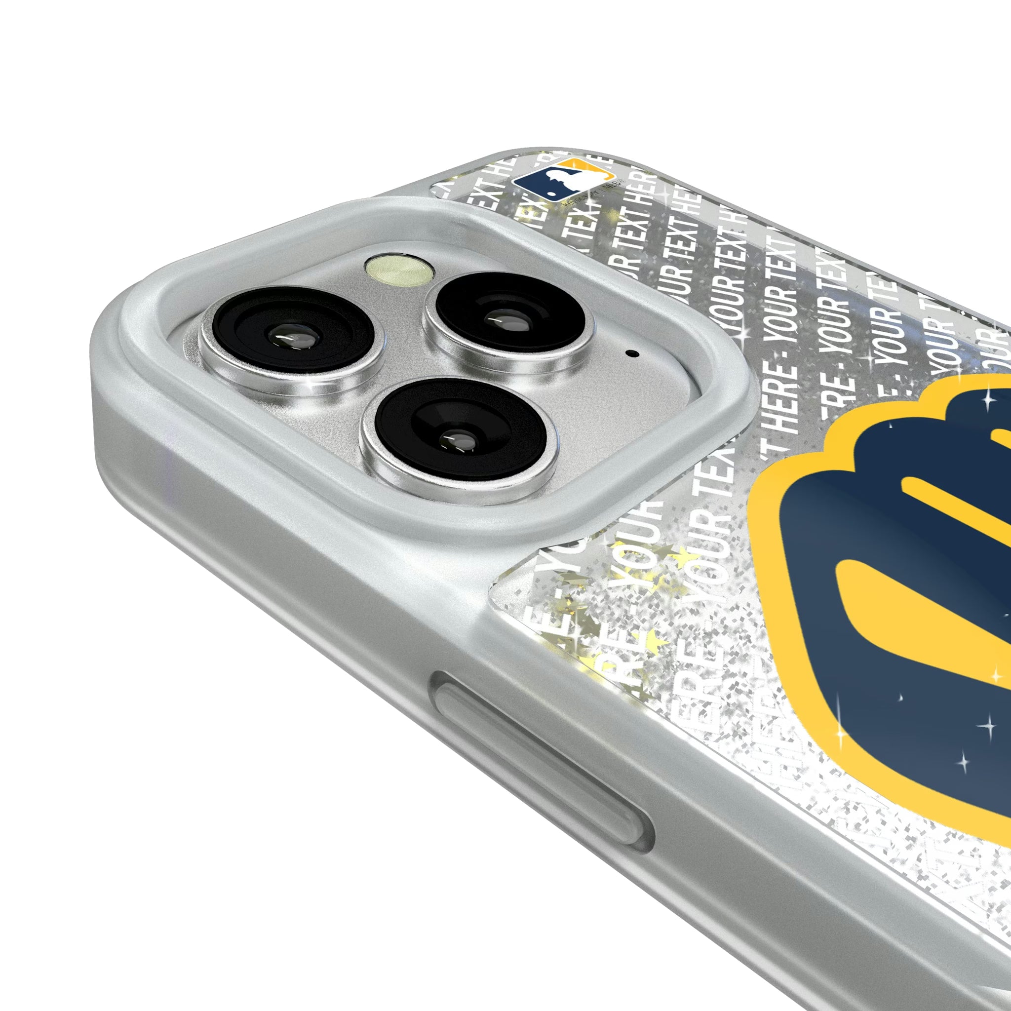 Milwaukee Brewers Personalized EndZone Plus iPhone Glitter Phone Case for Apple iPhone - Detail#Device_iPhone 16 Pro