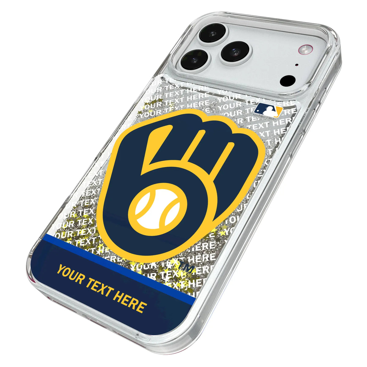 Milwaukee Brewers Personalized EndZone Plus iPhone Glitter Phone Case for Apple iPhone - Isometric View#Device_iPhone 18 Pro Max
