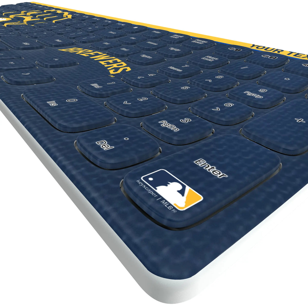 Milwaukee Brewers Personalized Endzone Solid KKB605 Curved Wireless Keyboard - Detail