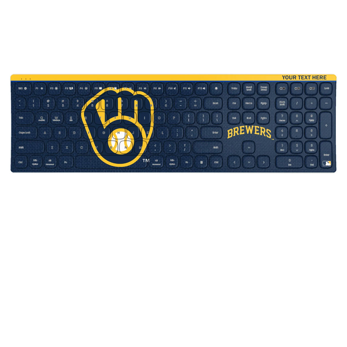 Milwaukee Brewers Personalized Endzone Solid KKB605 Curved Wireless Keyboard