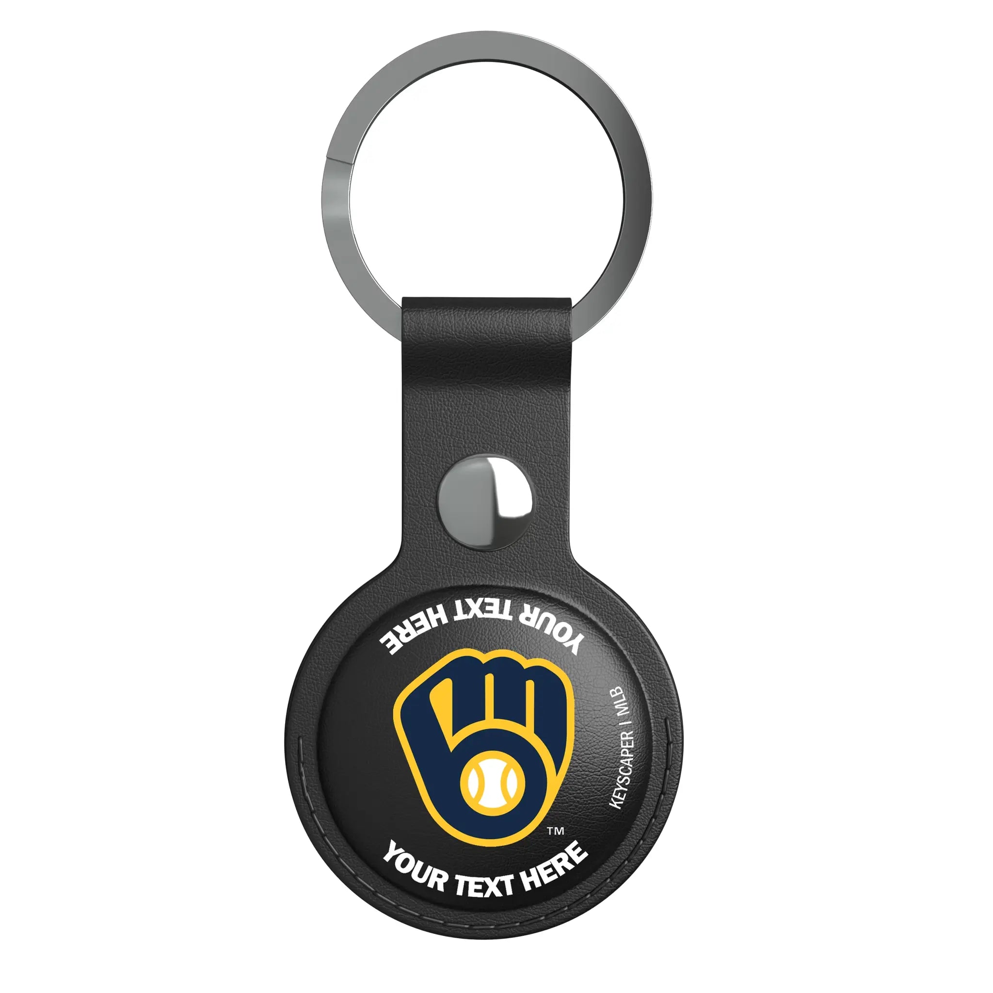 Milwaukee Brewers Personalized Insignia AirTag Black Airtag Holder
