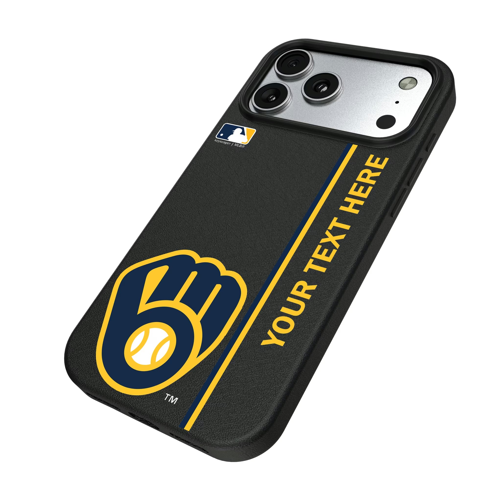 Milwaukee Brewers Personalized Sidebard iPhone MagSafe Compatible Phone Case for Apple iPhone - Isometric View#Device_iPhone 17 Pro Max