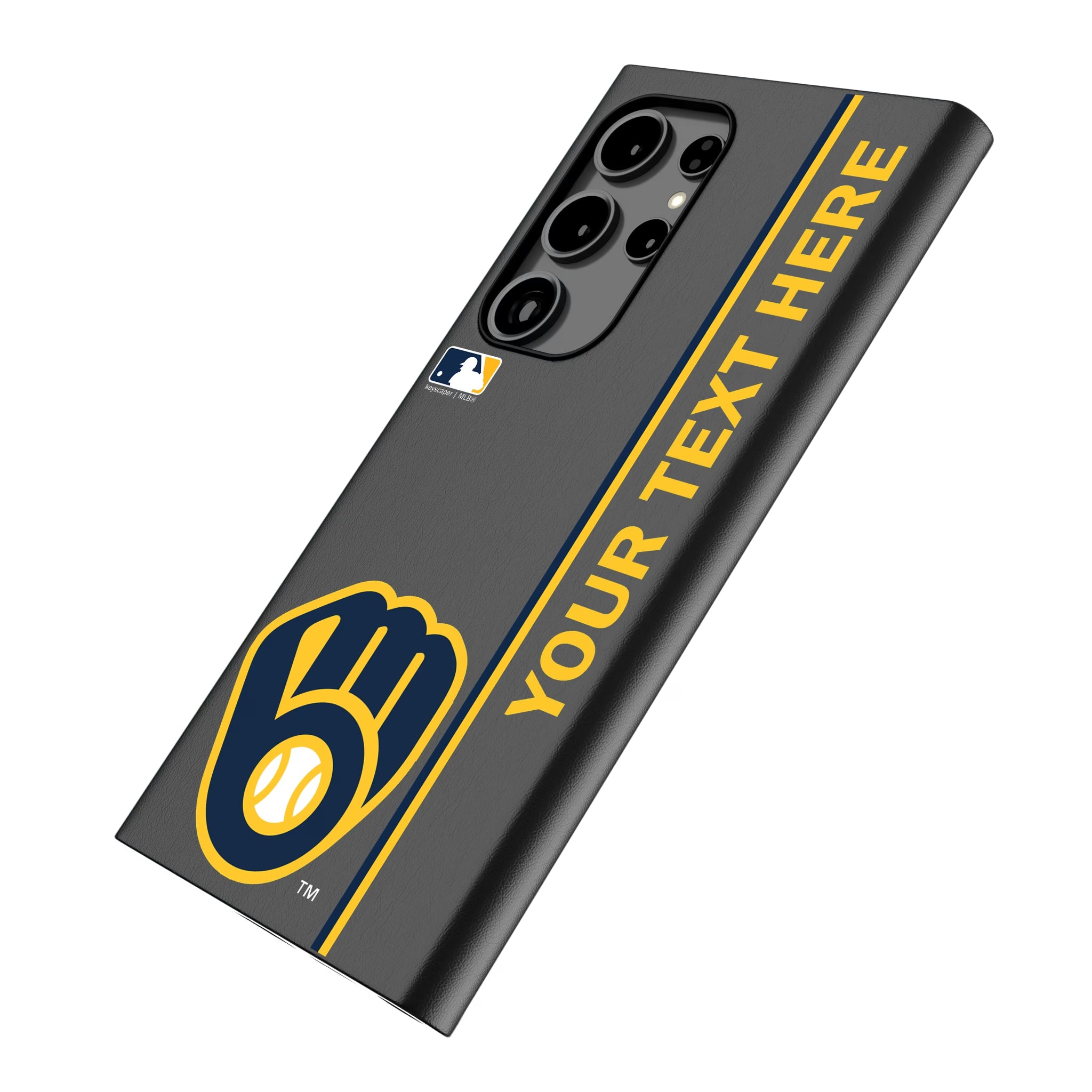 Milwaukee Brewers Personalized Sidebard Galaxy MagSafe Compatible Phone Case for Samsung Galaxy - Isometric View