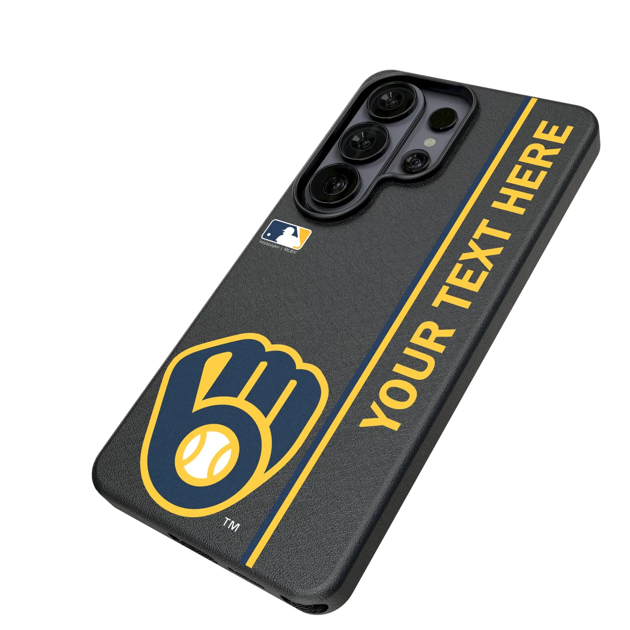 Milwaukee Brewers Personalized Sidebard Galaxy MagSafe Compatible Phone Case for Samsung Galaxy - Isometric View#Device_Galaxy S26 Ultra
