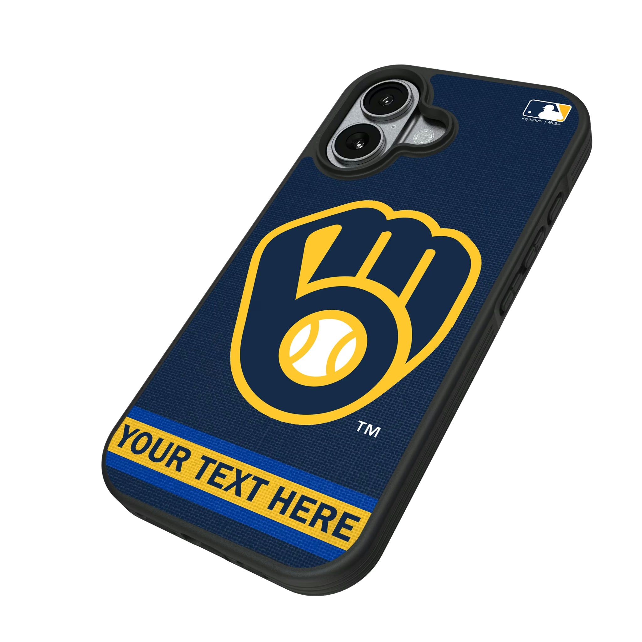 Milwaukee Brewers Personalized Stripe iPhone Bump Phone Case for Apple iPhone - Isometric View#Device_iPhone 17
