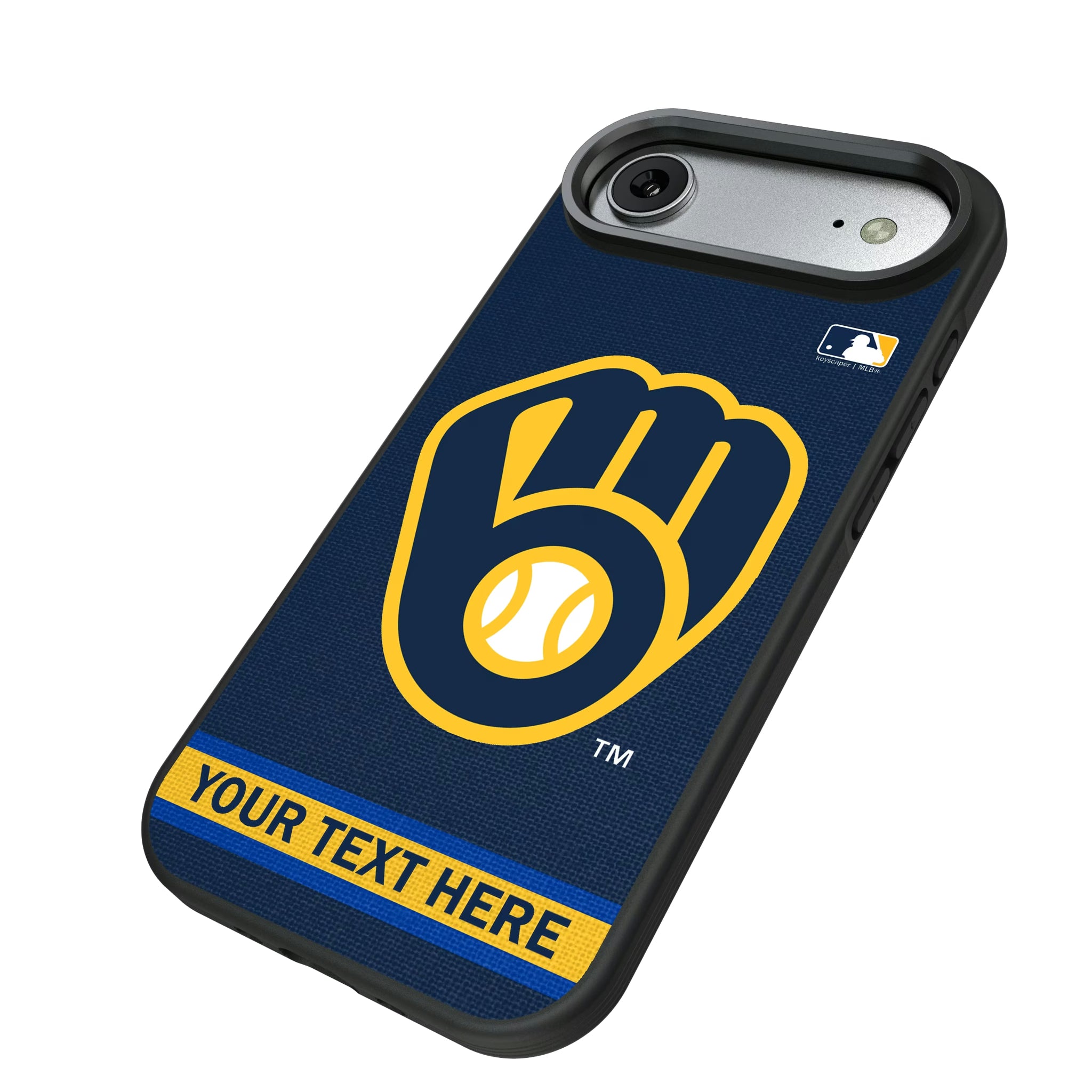 Milwaukee Brewers Personalized Stripe iPhone Bump Phone Case for Apple iPhone - Isometric View#Device_iPhone Air