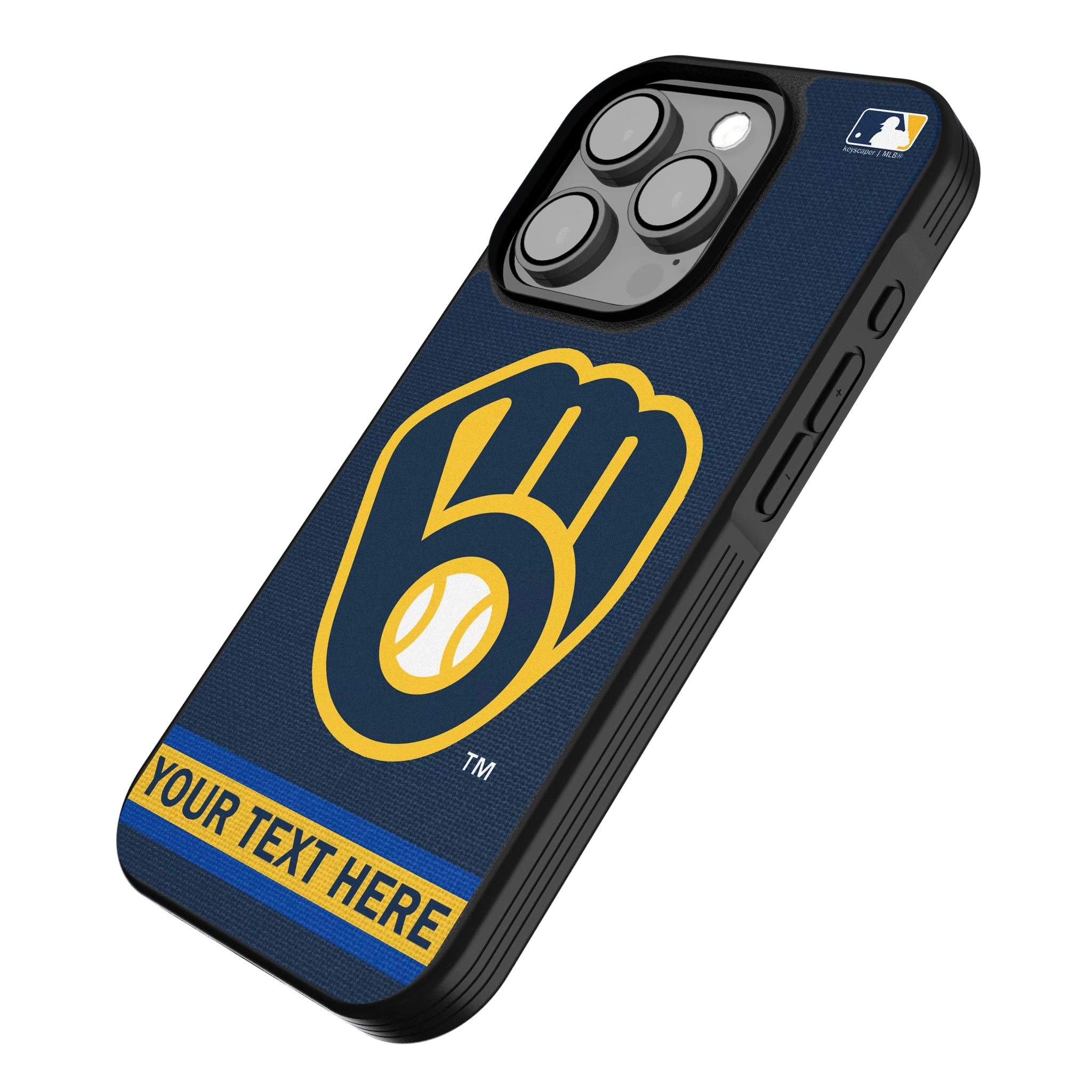 Milwaukee Brewers Personalized Stripe iPhone Bump Phone Case for Apple iPhone - Isometric View