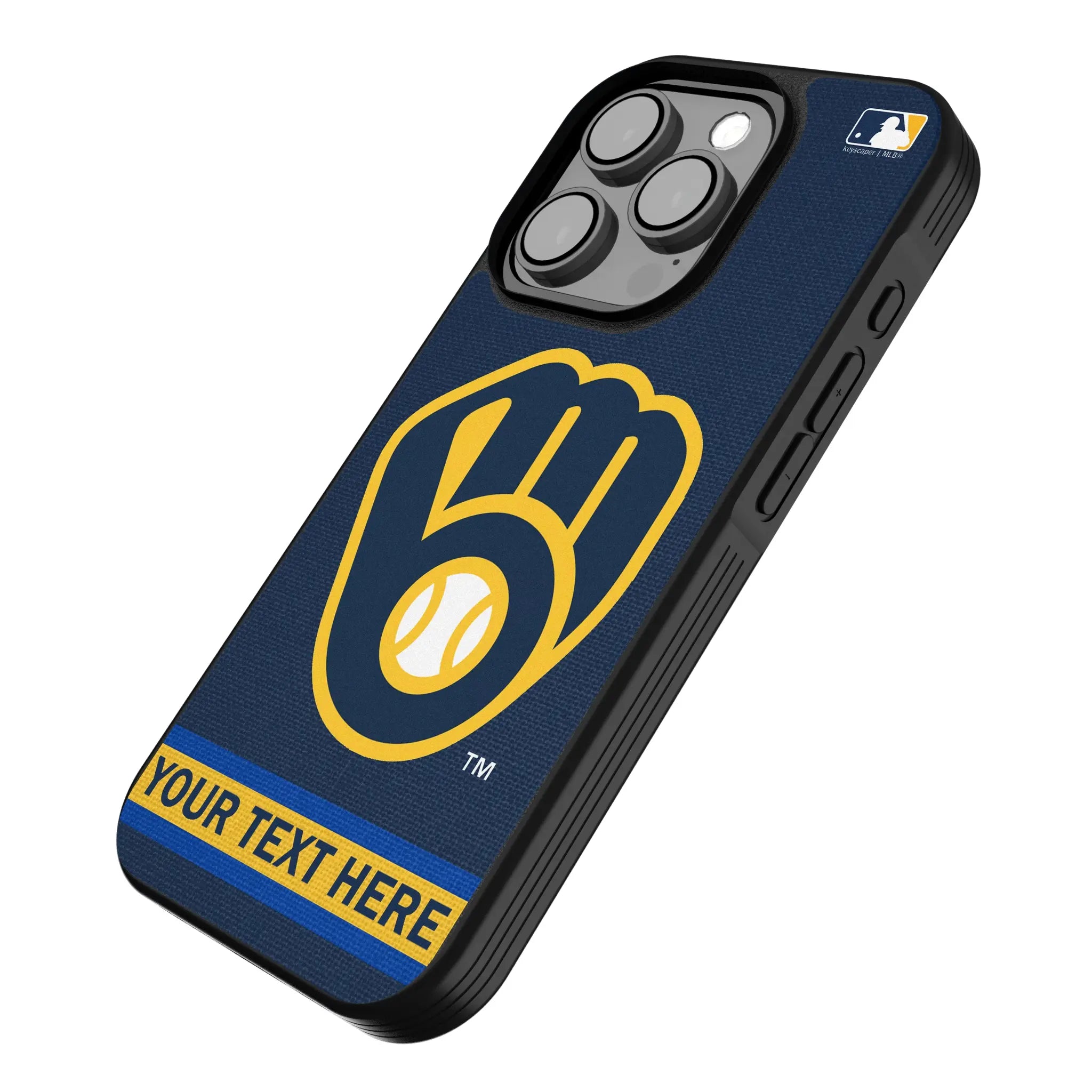 Milwaukee Brewers Personalized Stripe iPhone Bump Phone Case for Apple iPhone - Isometric View
