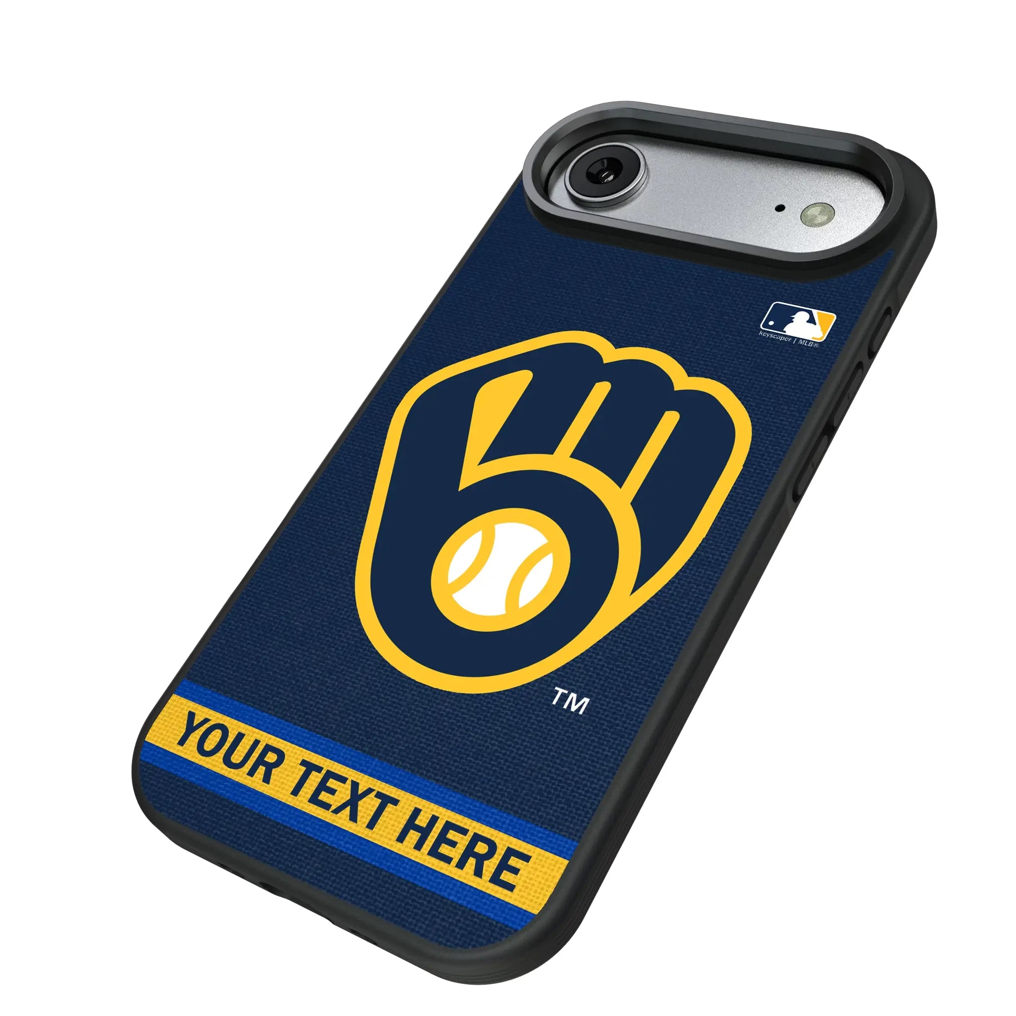 Milwaukee Brewers Personalized Stripe iPhone Bump Phone Case for Apple iPhone - Isometric View#Device_iPhone Air