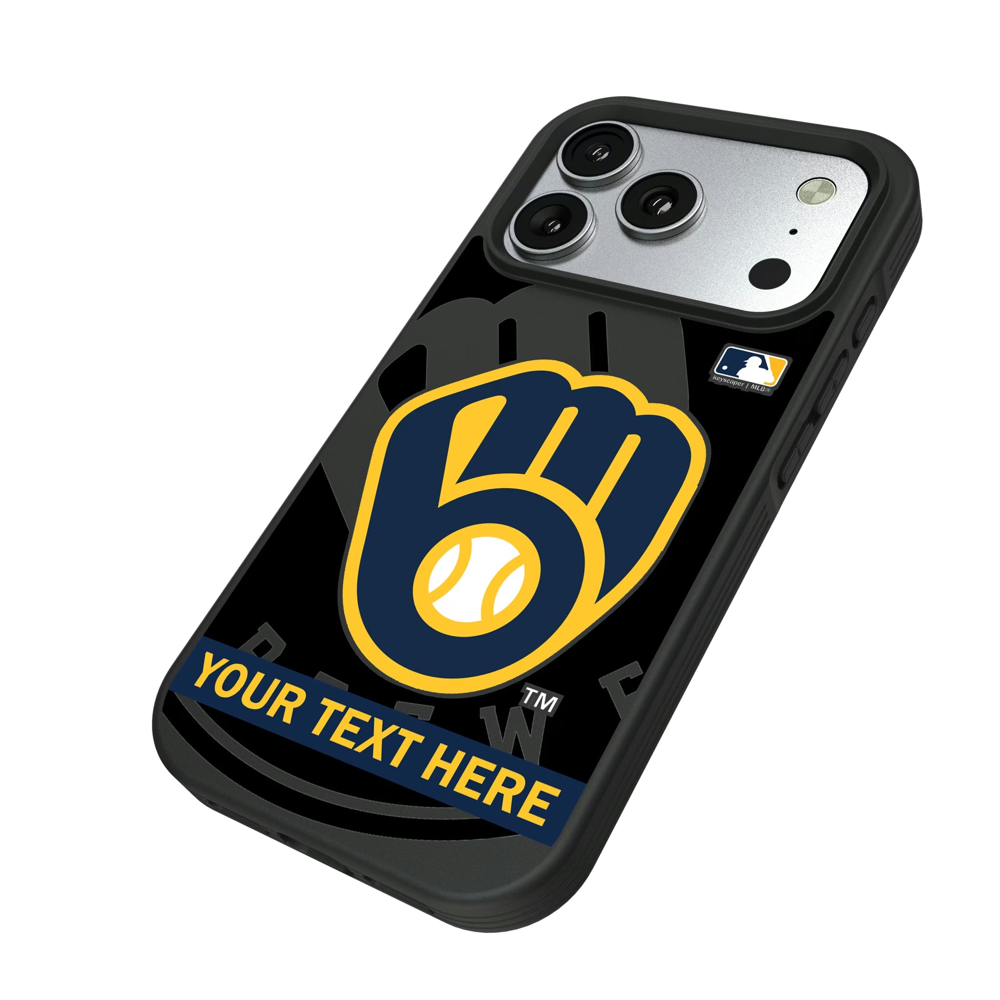 Milwaukee Brewers Personalized Tilt iPhone Bump Phone Case for Apple iPhone - Isometric View#Device_iPhone 17 Pro