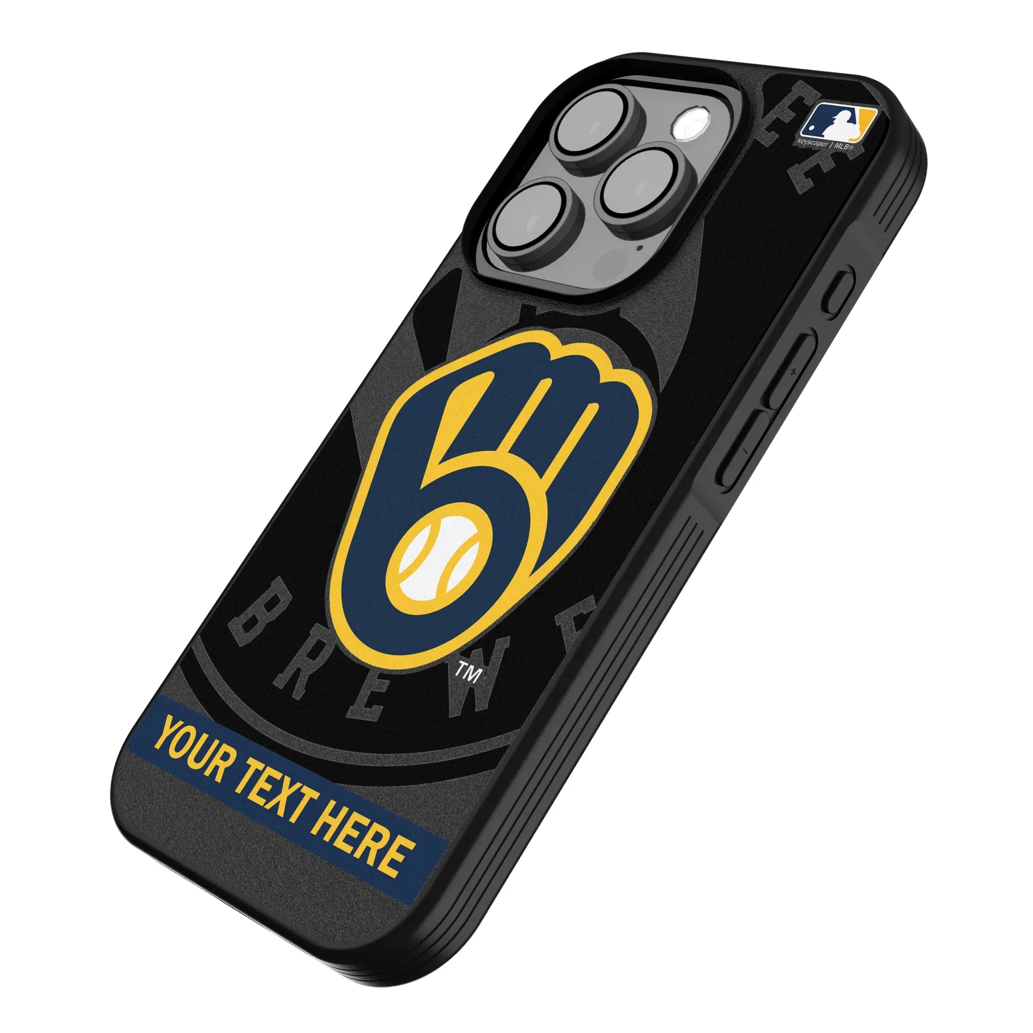Milwaukee Brewers Personalized Tilt iPhone Bump Phone Case for Apple iPhone - Isometric View