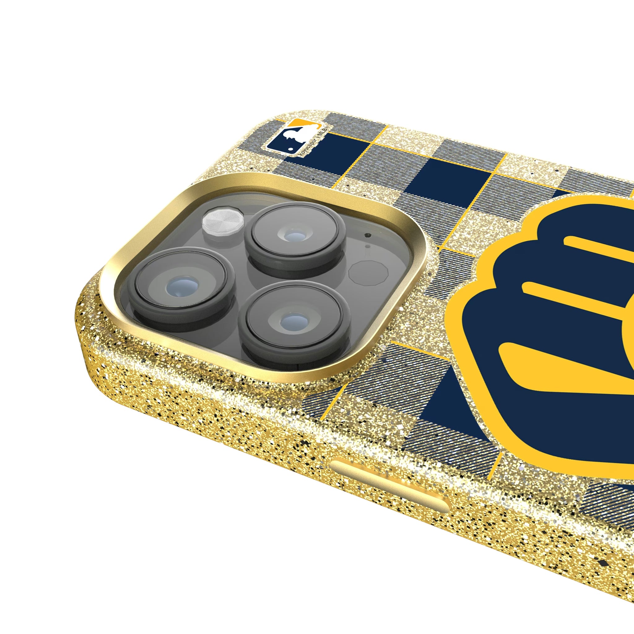 Milwaukee Brewers Plaid iPhone Bling Phone Case for Apple iPhone - Detail