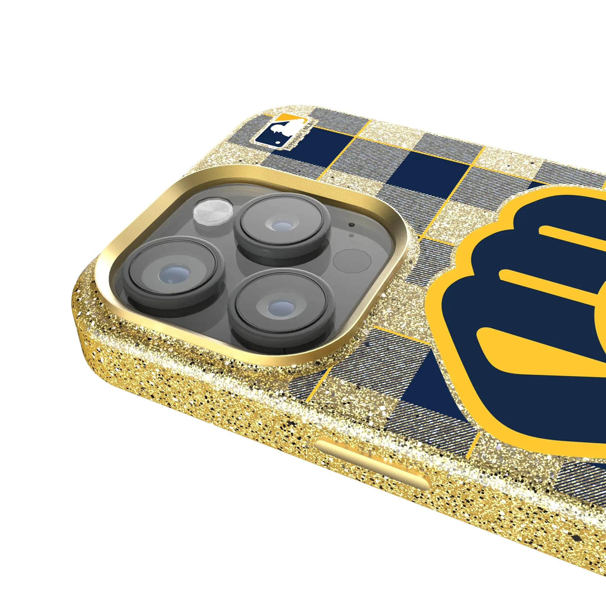 Milwaukee Brewers Plaid iPhone Bling Phone Case for Apple iPhone - Detail