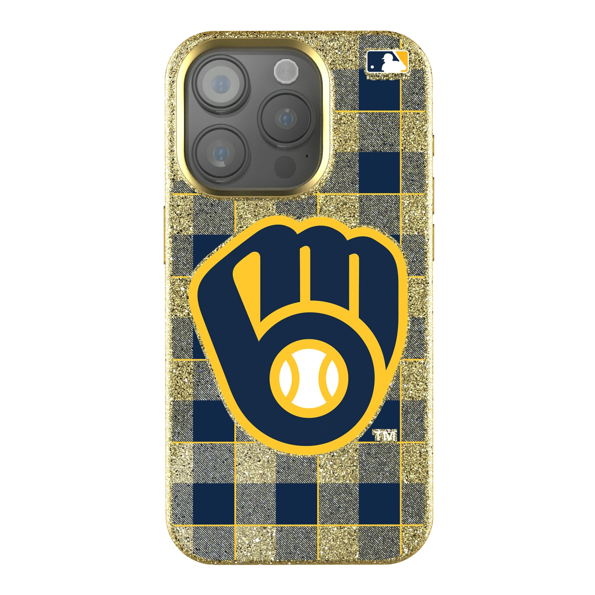 Milwaukee Brewers Plaid iPhone Bling Phone Case for Apple iPhone