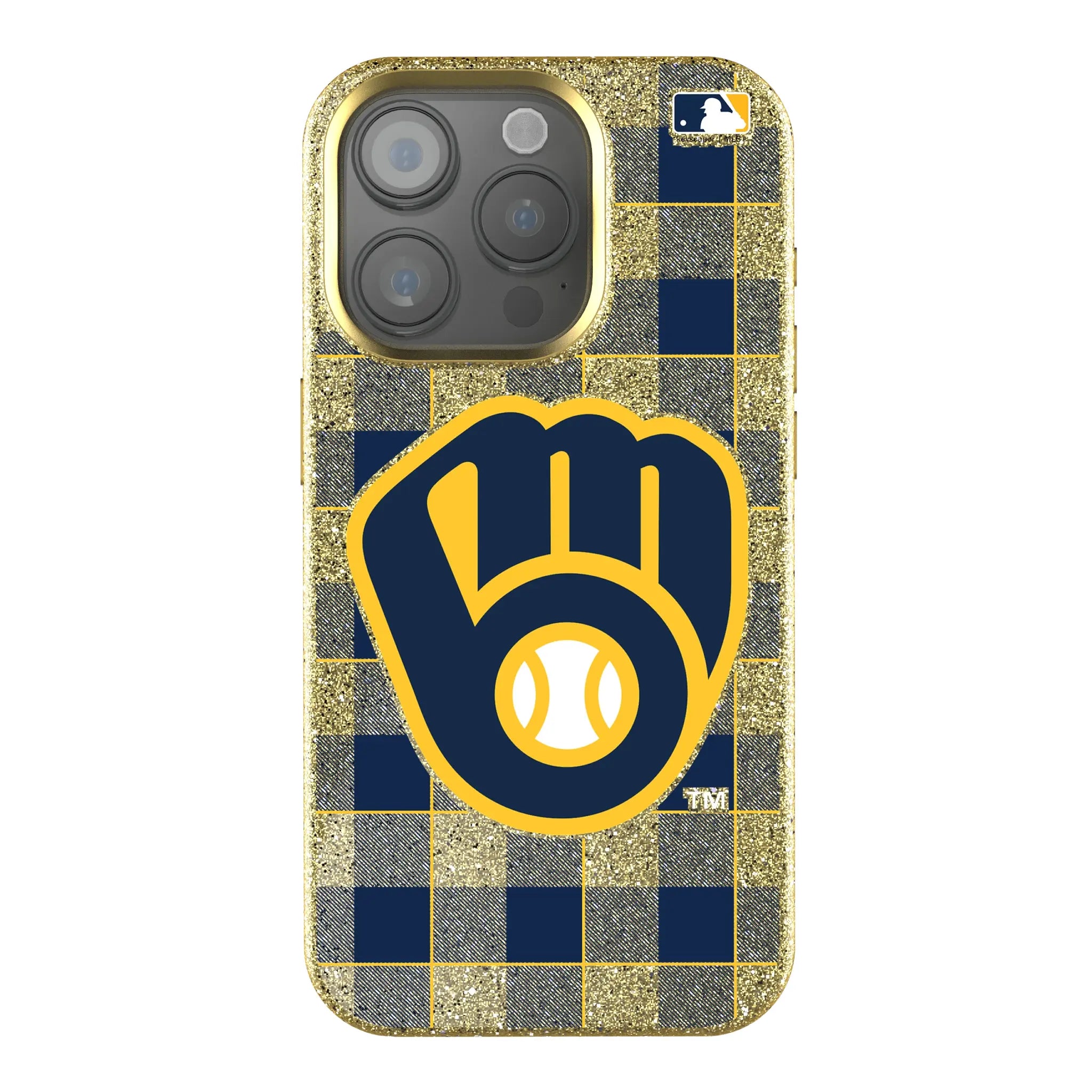 Milwaukee Brewers Plaid iPhone Bling Phone Case for Apple iPhone