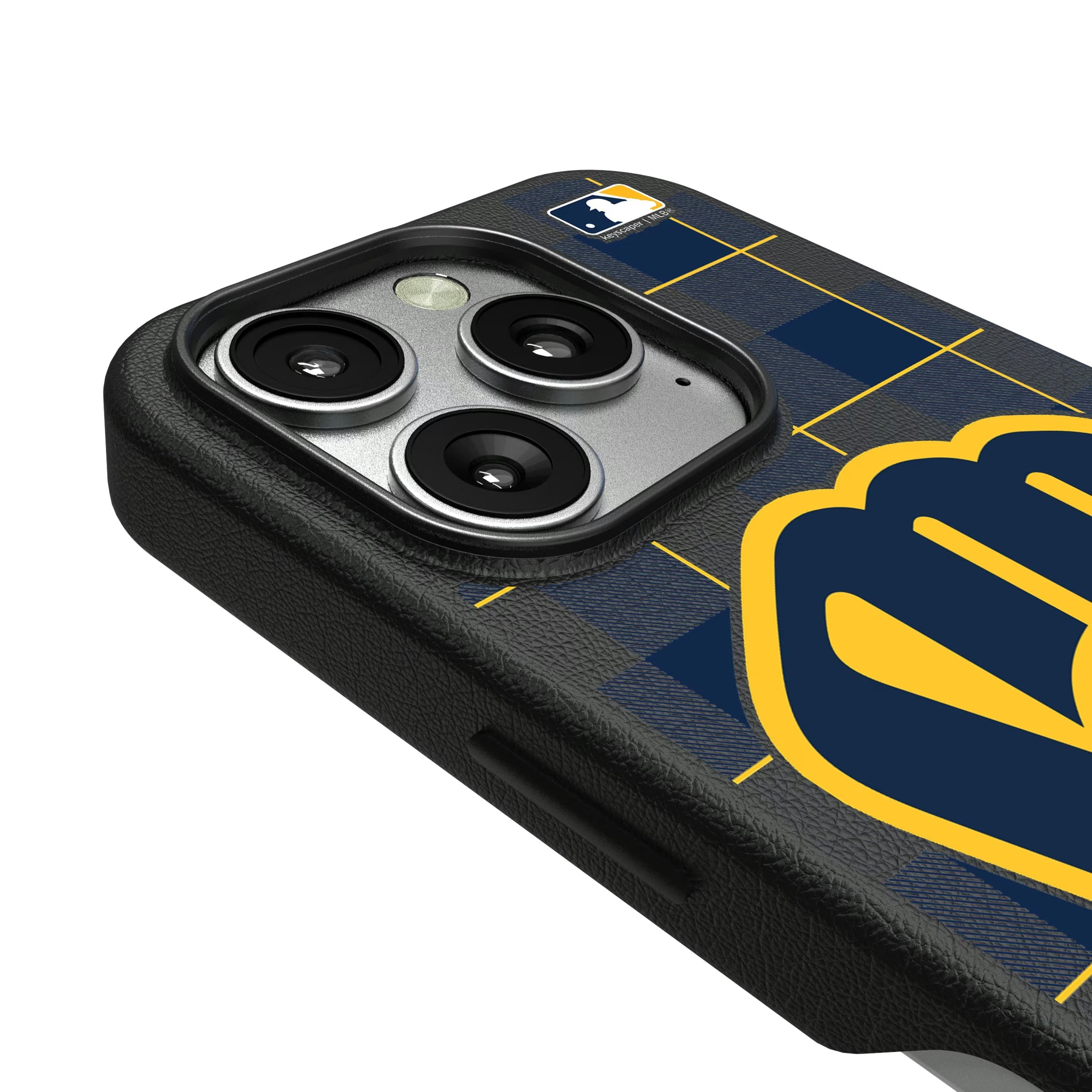Milwaukee Brewers Plaid iPhone MagSafe Compatible Phone Case for Apple iPhone - Detail