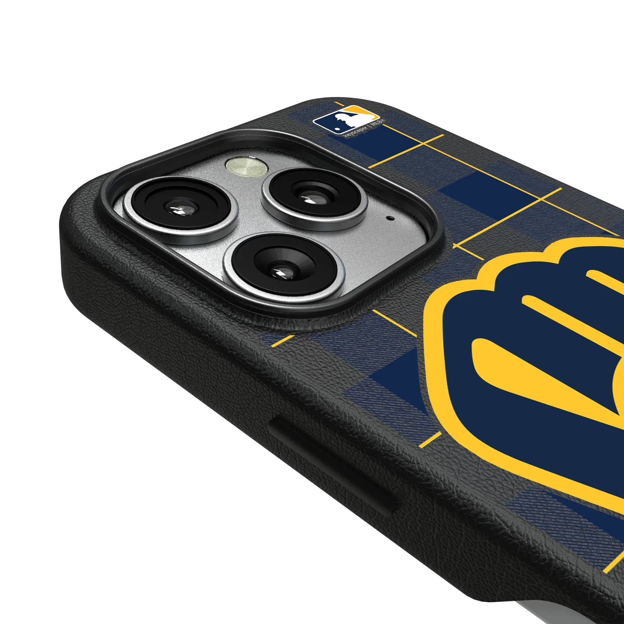 Milwaukee Brewers Plaid iPhone MagSafe Compatible Phone Case for Apple iPhone - Detail