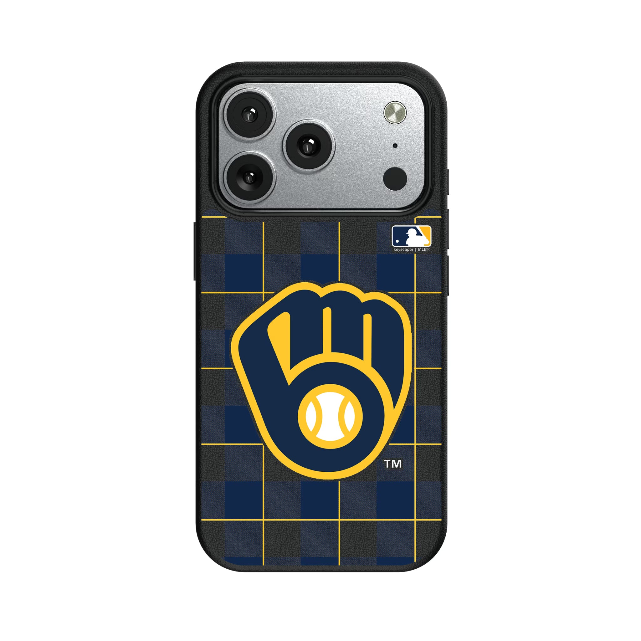 Milwaukee Brewers Plaid iPhone MagSafe Compatible Phone Case for Apple iPhone#Device_iPhone 17 Pro