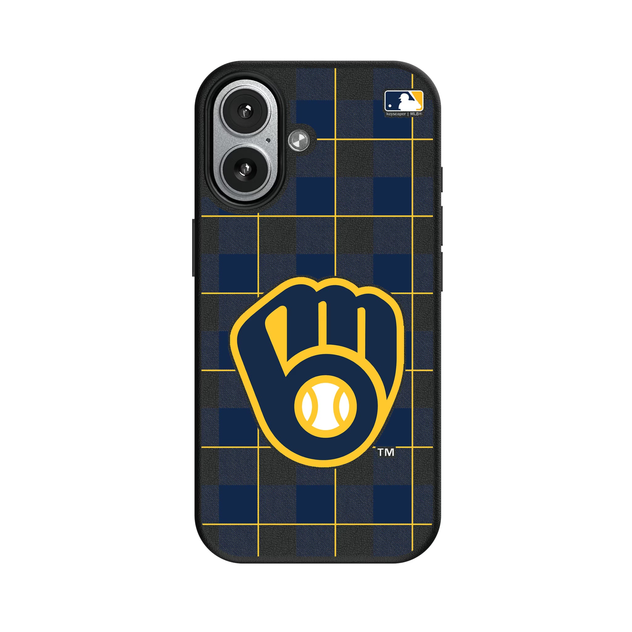 Milwaukee Brewers Plaid iPhone MagSafe Compatible Phone Case for Apple iPhone#Device_iPhone 17