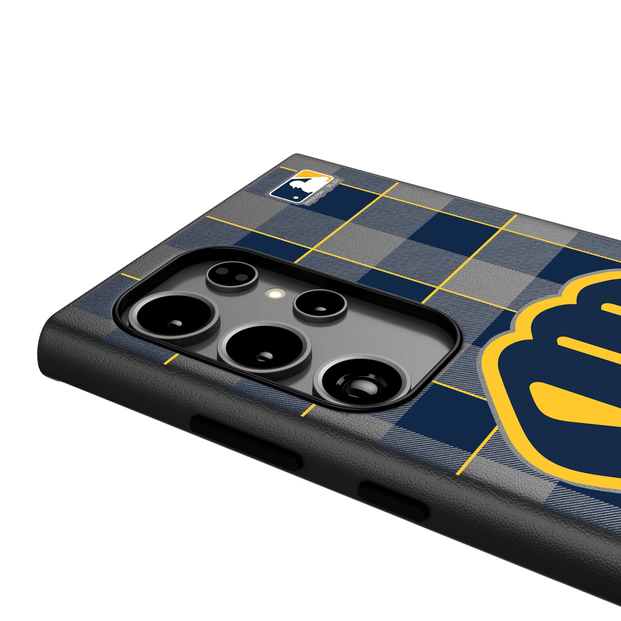 Milwaukee Brewers Plaid Galaxy MagSafe Compatible Phone Case for Samsung Galaxy - Detail