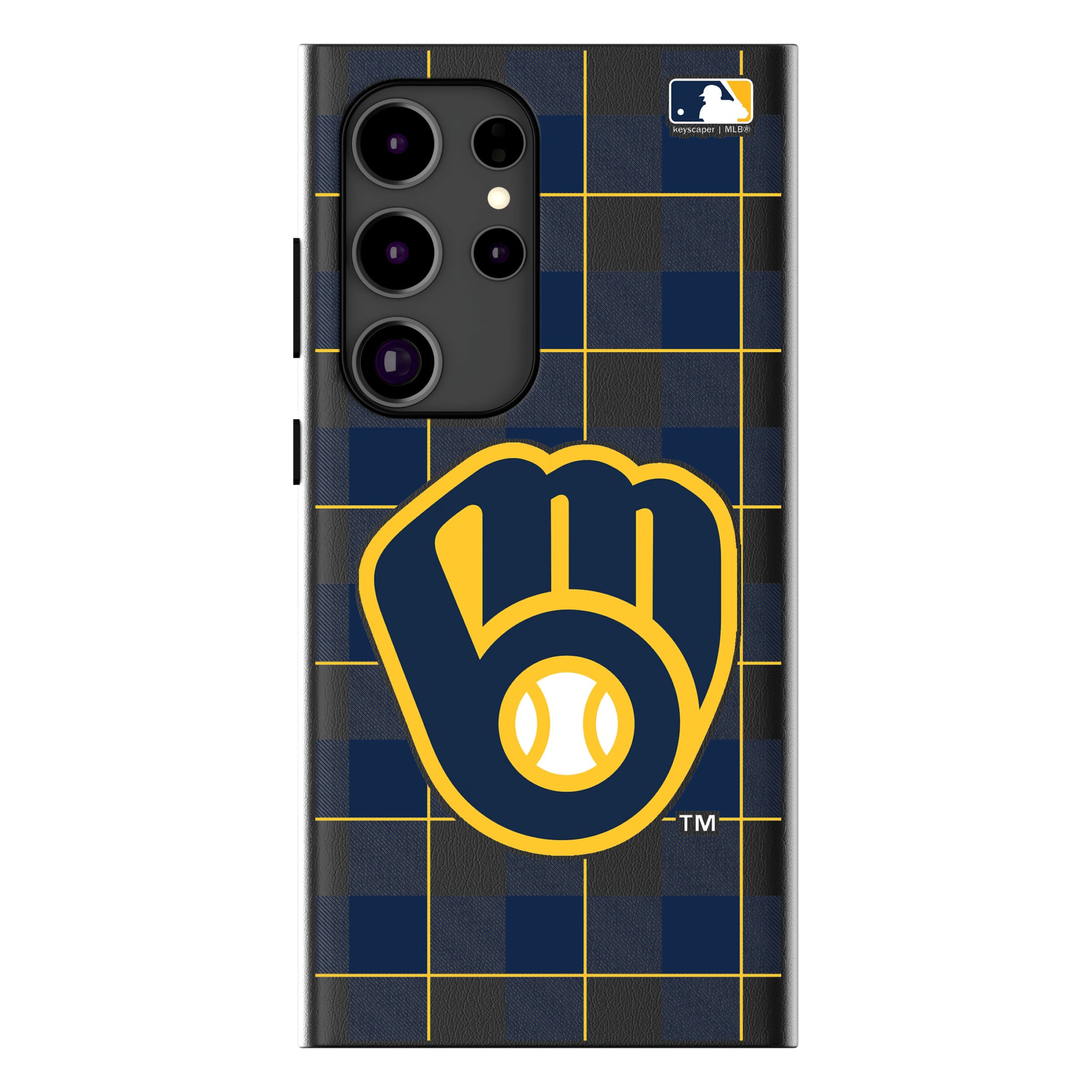 Milwaukee Brewers Plaid Galaxy MagSafe Compatible Phone Case for Samsung Galaxy