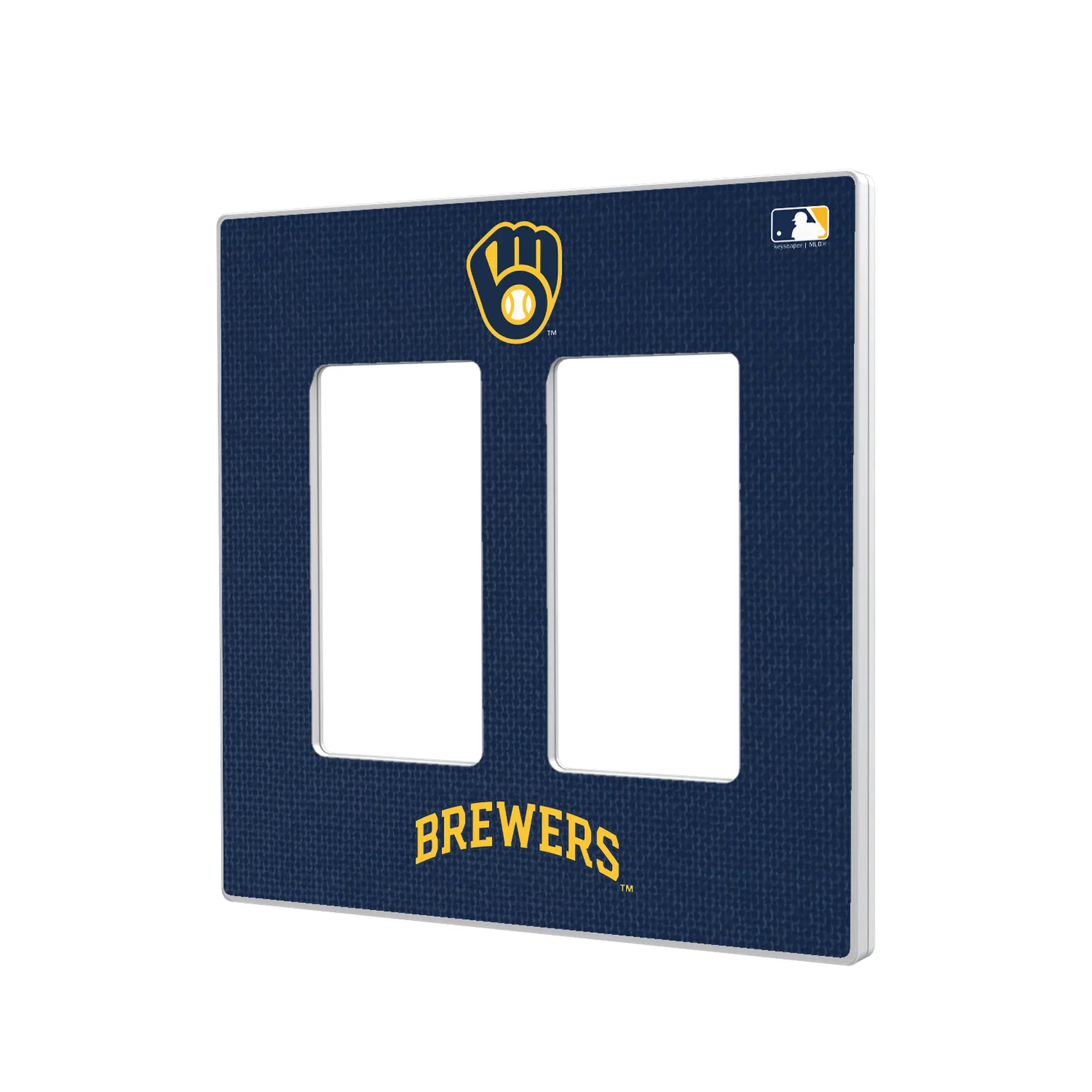 Milwaukee Brewers Solid Hidden-Screw Light Switch Plate#Style_Double Rocker