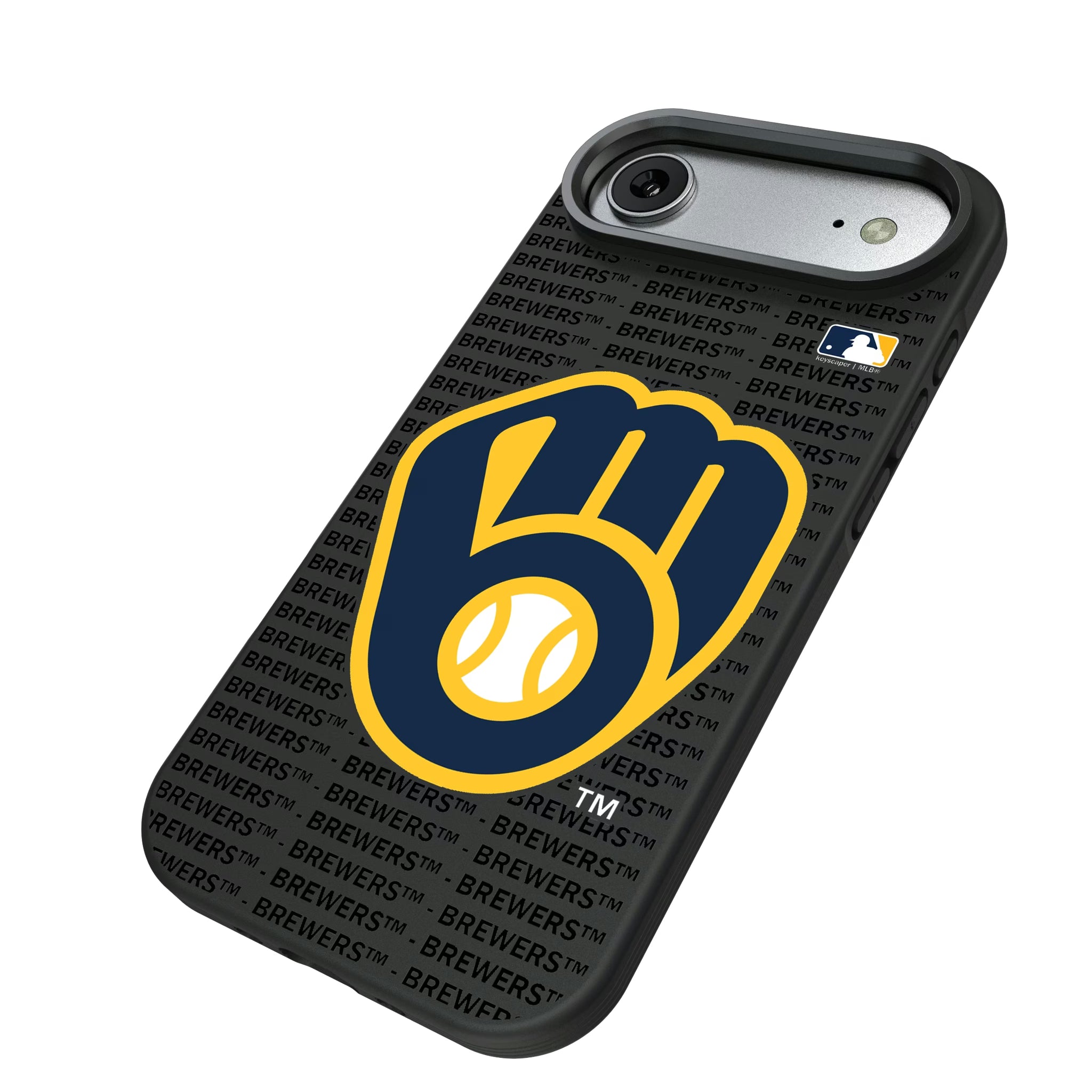 Milwaukee Brewers Text Backdrop iPhone Bump Phone Case for Apple iPhone - Isometric View#Device_iPhone Air