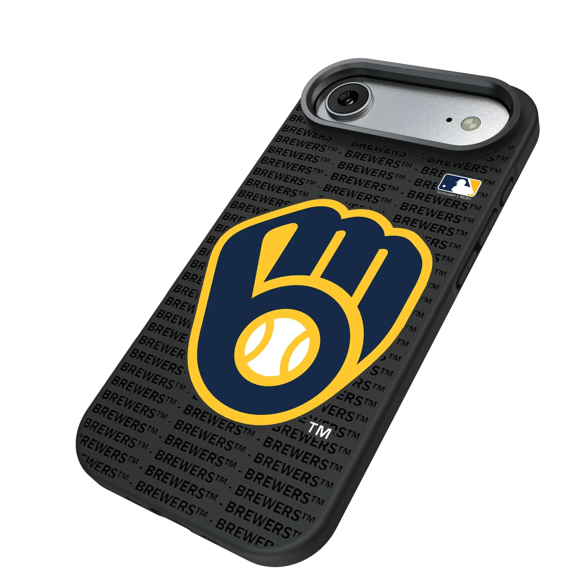 Milwaukee Brewers Text Backdrop iPhone Bump Phone Case for Apple iPhone - Isometric View#Device_iPhone Air
