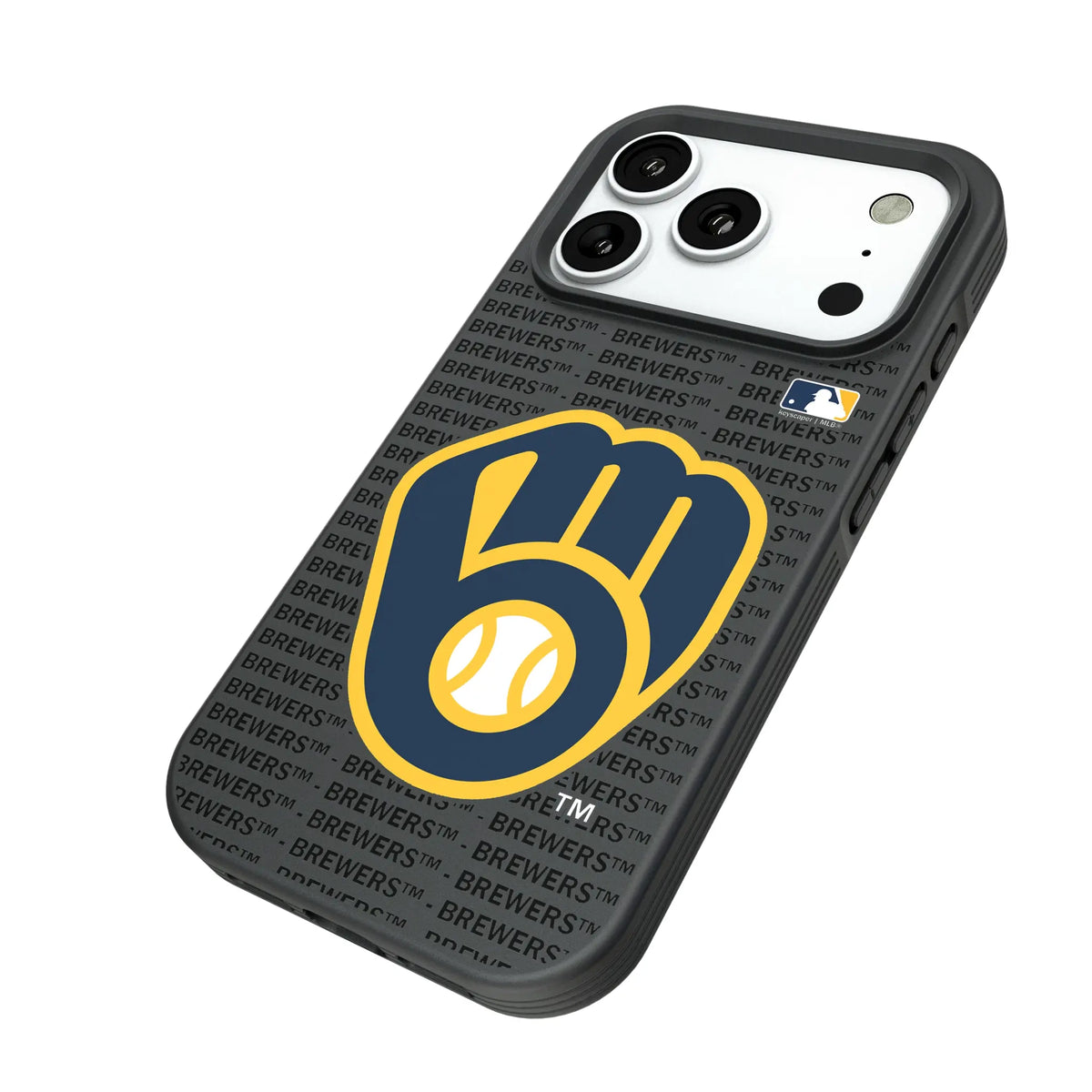 Milwaukee Brewers Text Backdrop iPhone Bump Phone Case for Apple iPhone - Isometric View#Device_iPhone 18 Pro