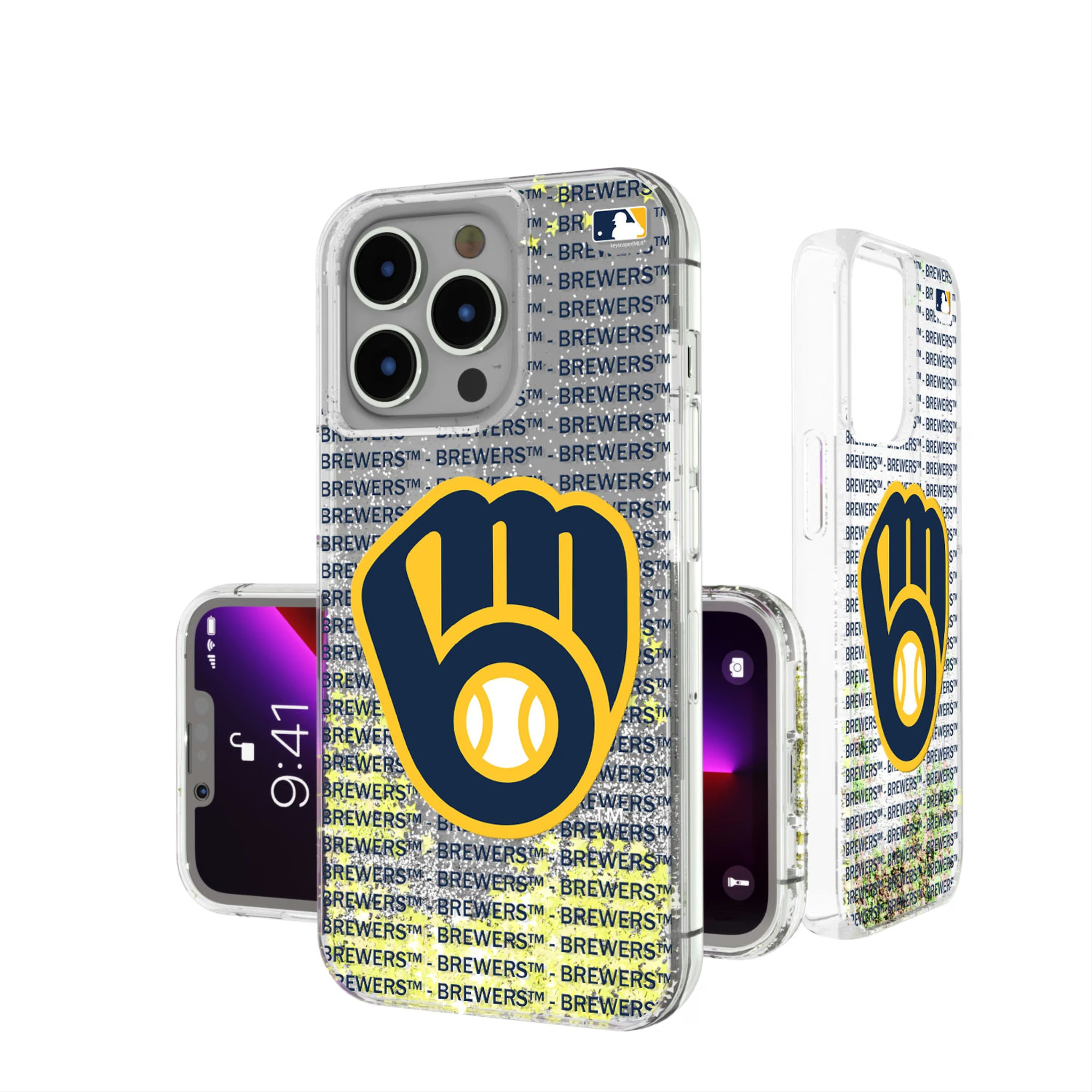 Milwaukee Brewers Text Backdrop iPhone Glitter Phone Case for Apple iPhone
