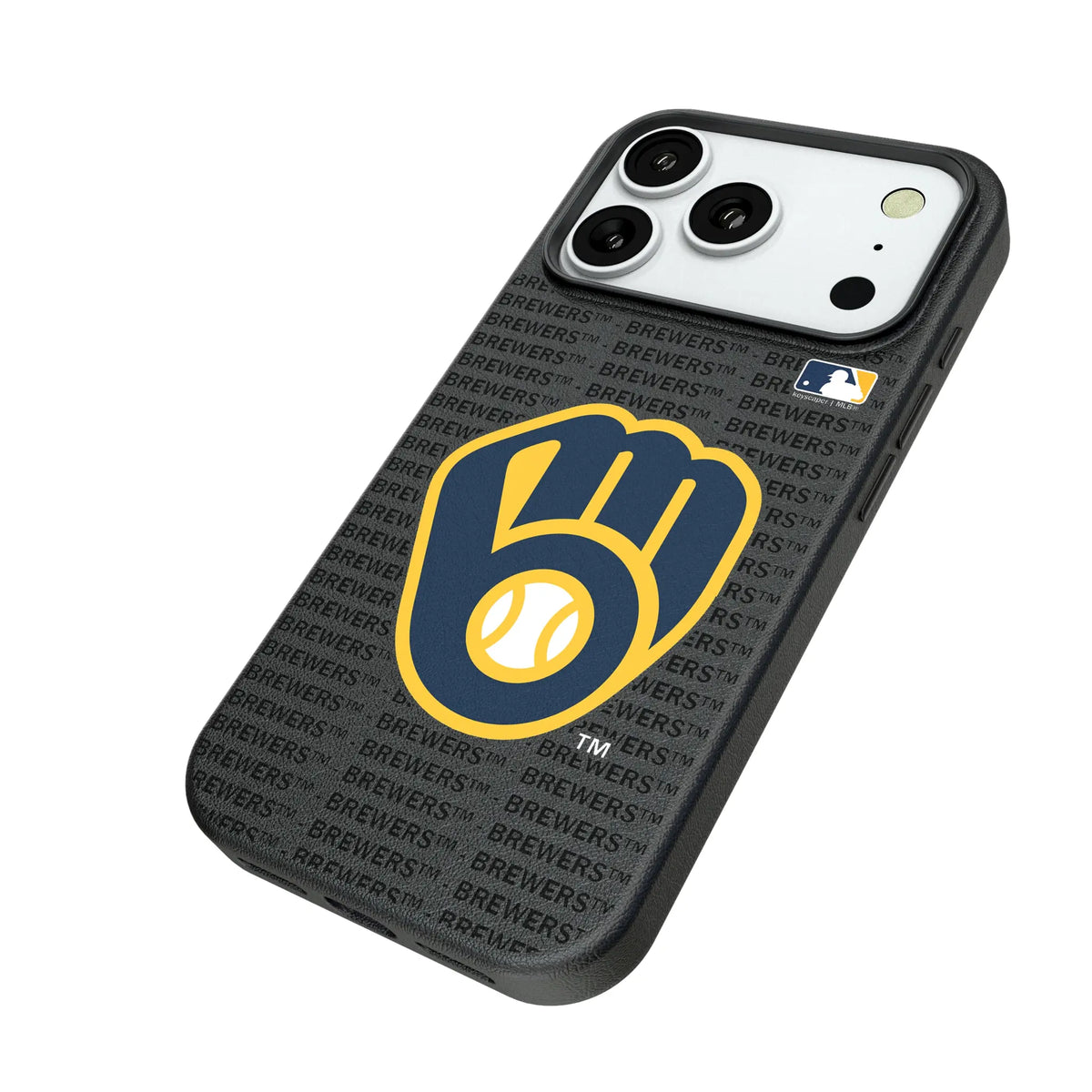 Milwaukee Brewers Text Backdrop iPhone MagSafe Compatible Phone Case for Apple iPhone - Isometric View#Device_iPhone 18 Pro