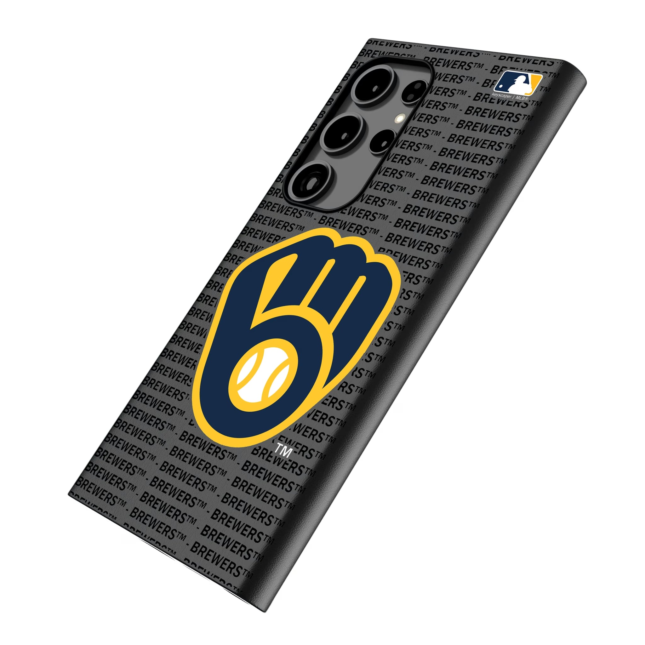 Milwaukee Brewers Text Backdrop Galaxy MagSafe Compatible Phone Case for Samsung Galaxy - Isometric View