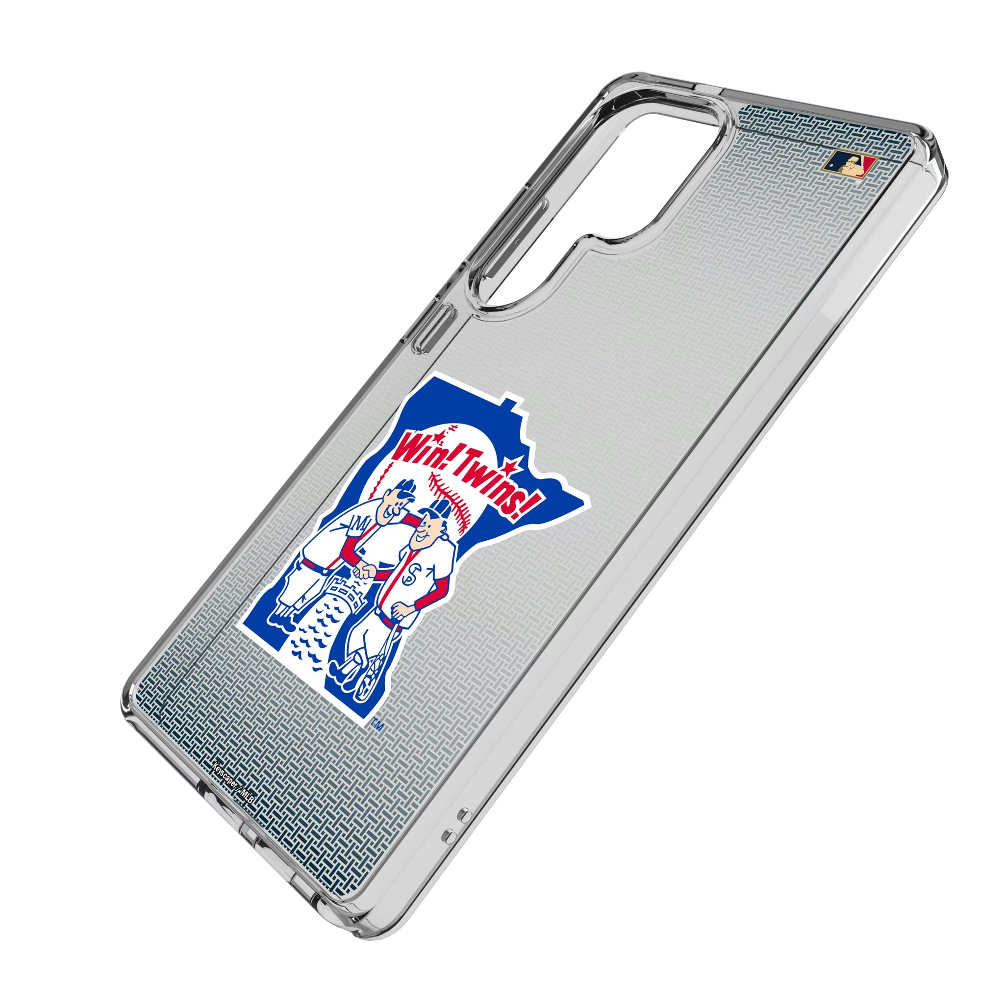 Minnesota Twins 1976-1986 - Cooperstown Collection Linen Galaxy Clear Phone Case for Samsung Galaxy - Isometric View