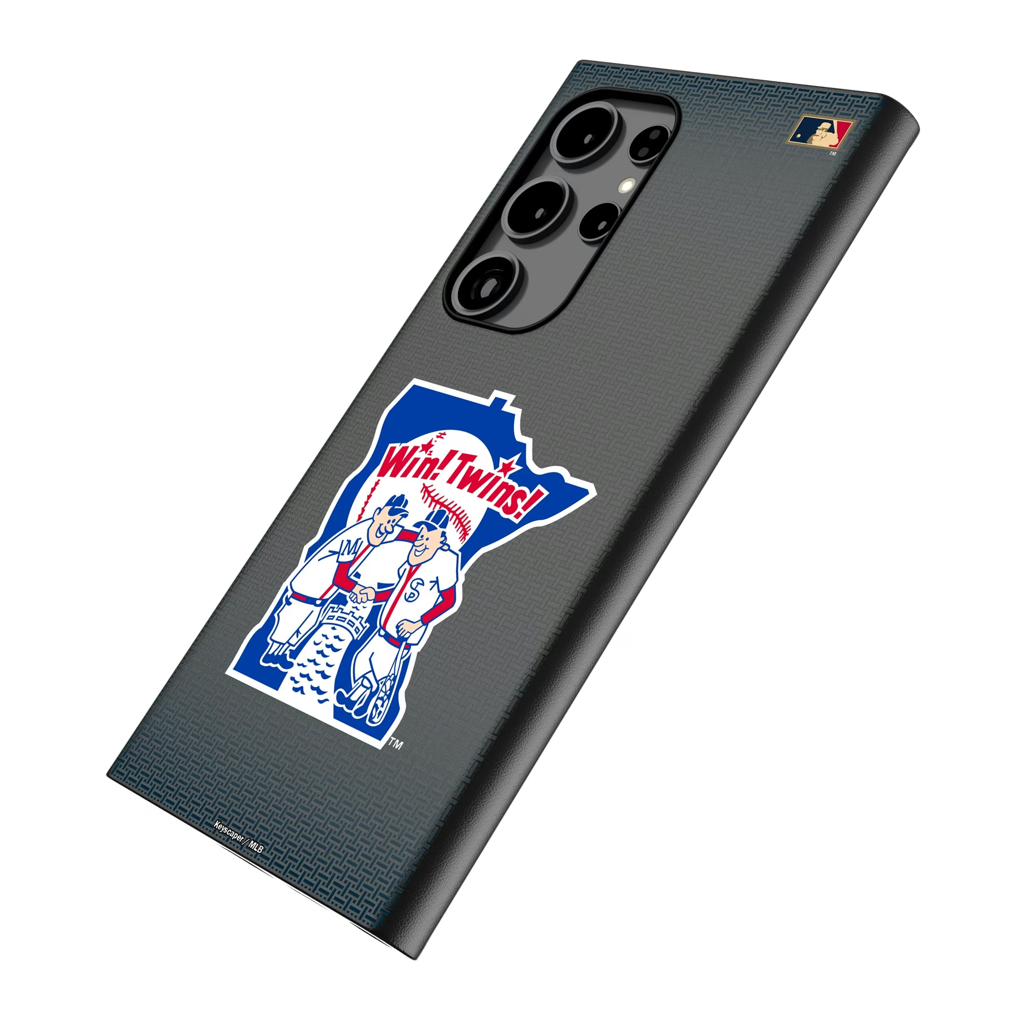 Minnesota Twins 1976-1986 - Cooperstown Collection Linen Galaxy MagSafe Compatible Phone Case for Samsung Galaxy - Isometric View