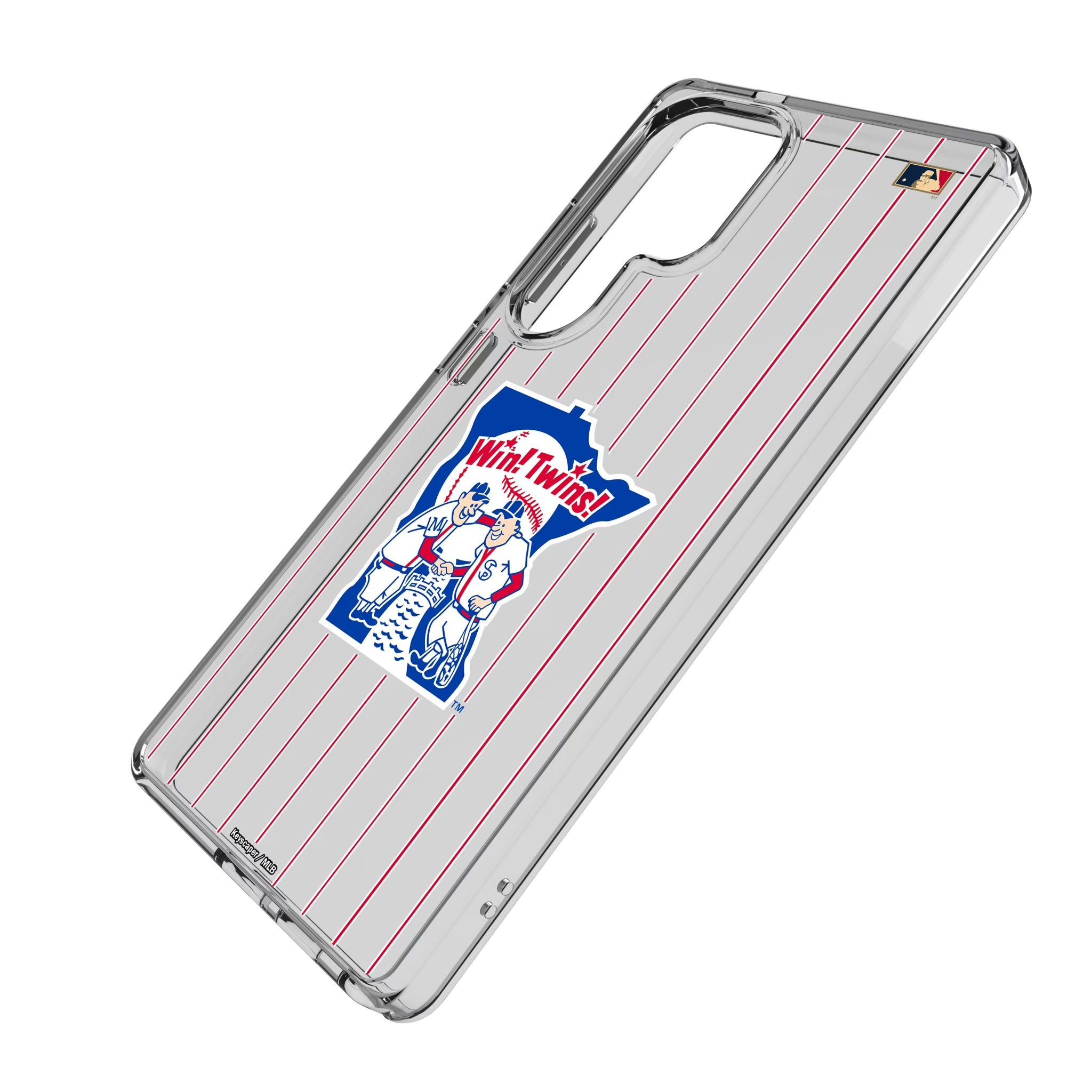 Minnesota Twins 1976-1986 - Cooperstown Collection Pinstripe Galaxy Clear Phone Case for Samsung Galaxy - Isometric View