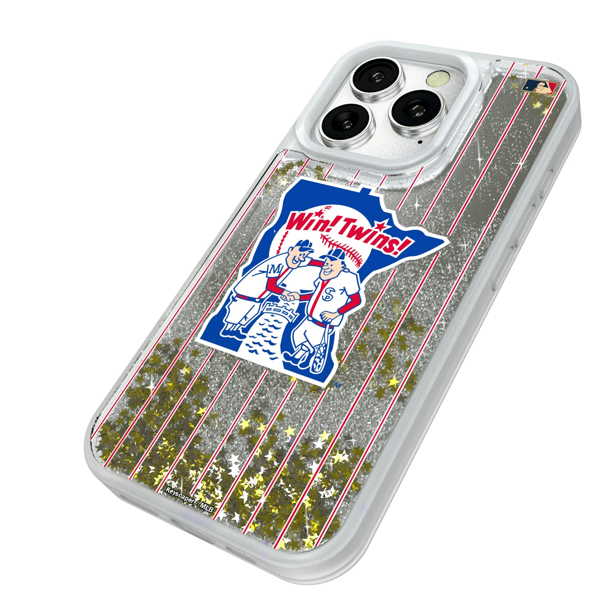 Minnesota Twins 1976-1986 - Cooperstown Collection Pinstripe iPhone Glitter Phone Case for Apple iPhone - Isometric View#Device_iPhone 16 Pro
