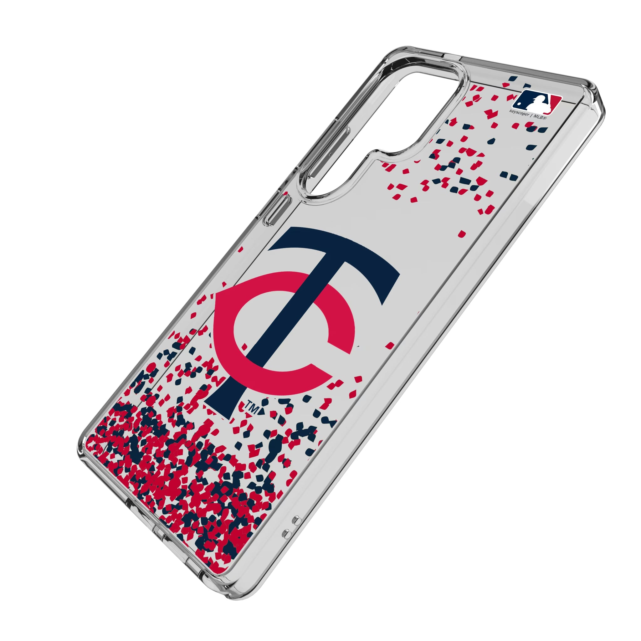 Minnesota Twins Confetti Galaxy Clear Phone Case for Samsung Galaxy - Isometric View