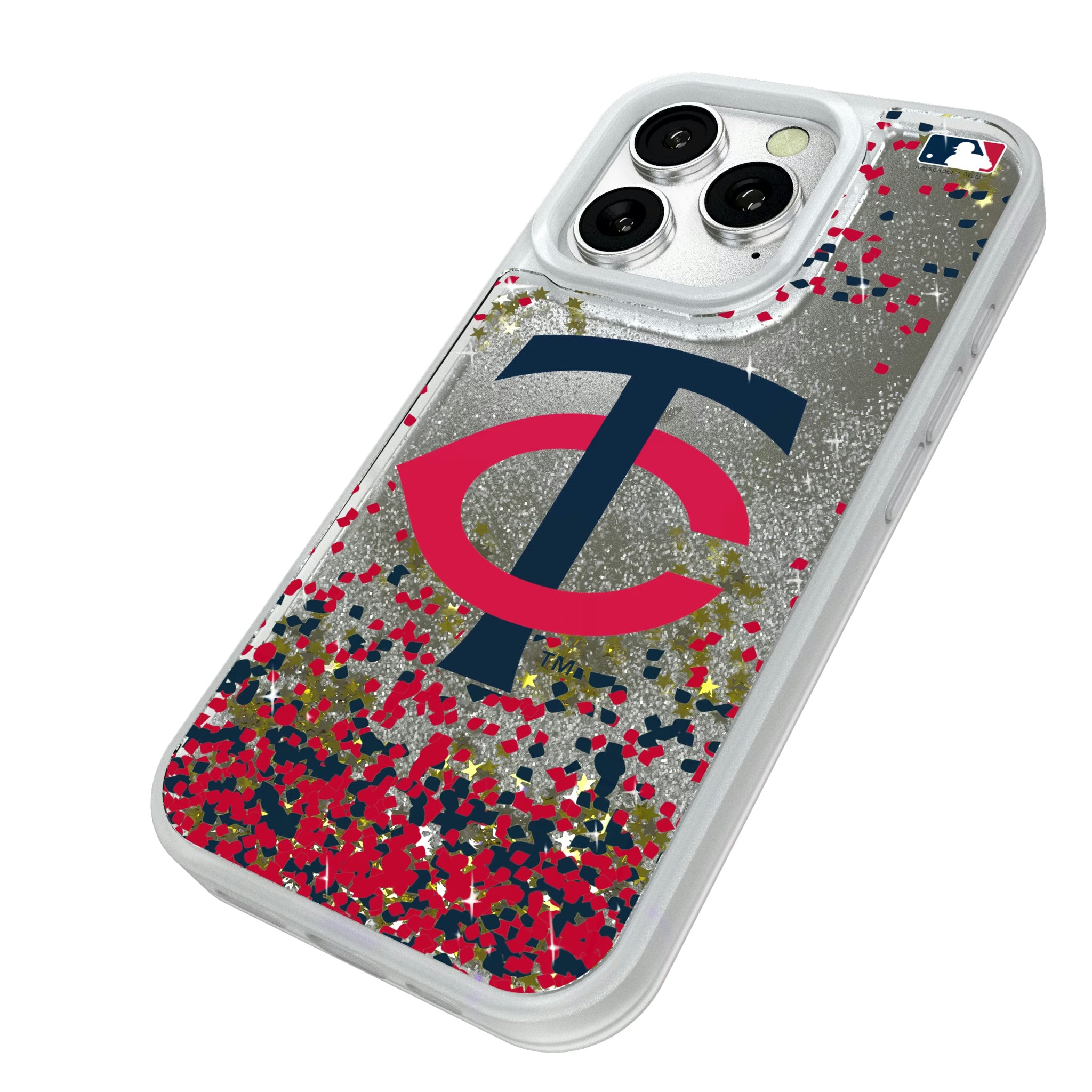 Minnesota Twins Confetti iPhone Glitter Phone Case for Apple iPhone - Isometric View#Device_iPhone 16 Pro
