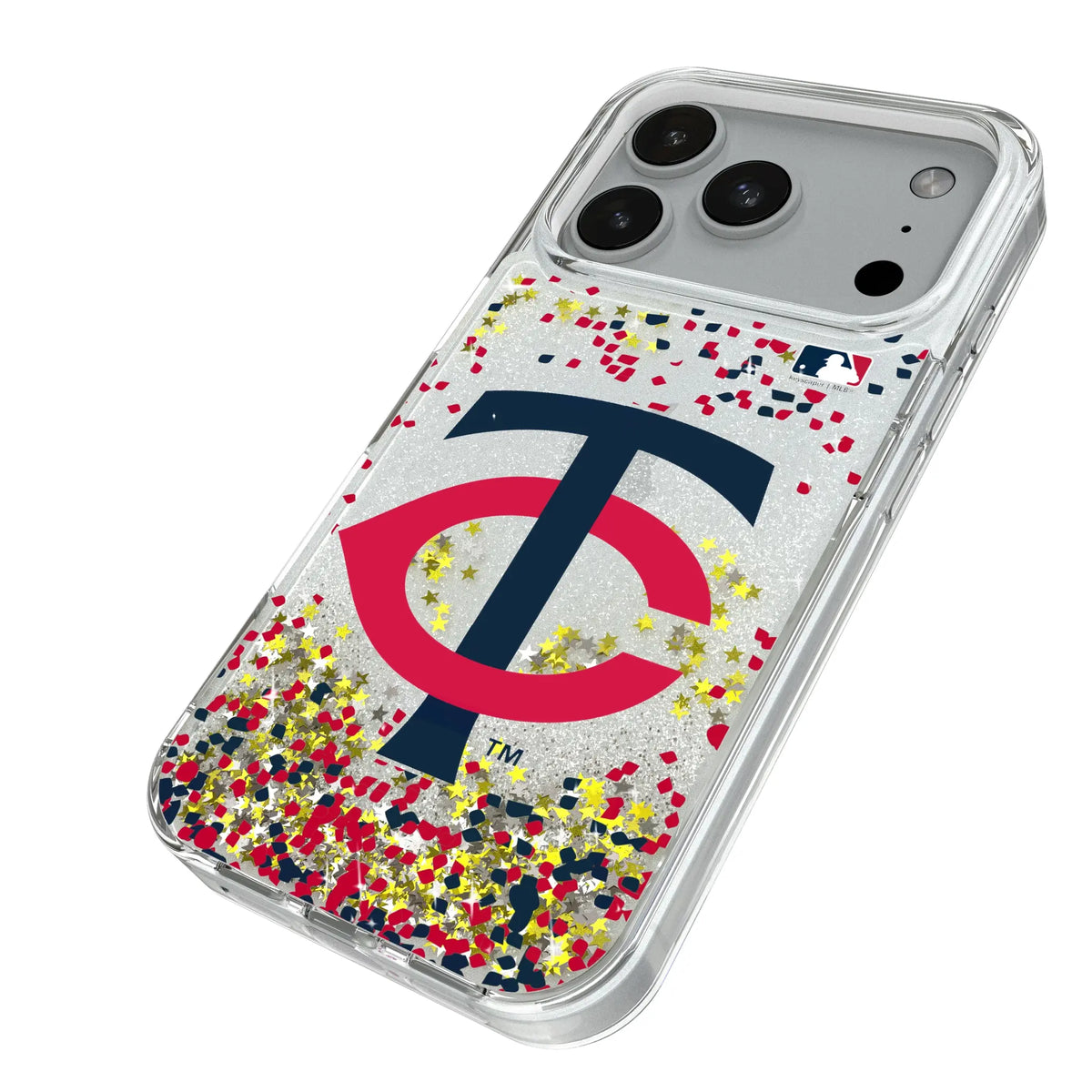Minnesota Twins Confetti iPhone Glitter Phone Case for Apple iPhone - Isometric View#Device_iPhone 18 Pro