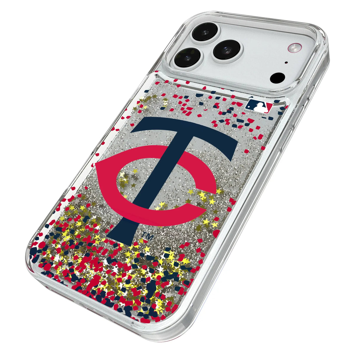 Minnesota Twins Confetti iPhone Glitter Phone Case for Apple iPhone - Isometric View#Device_iPhone 18 Pro Max