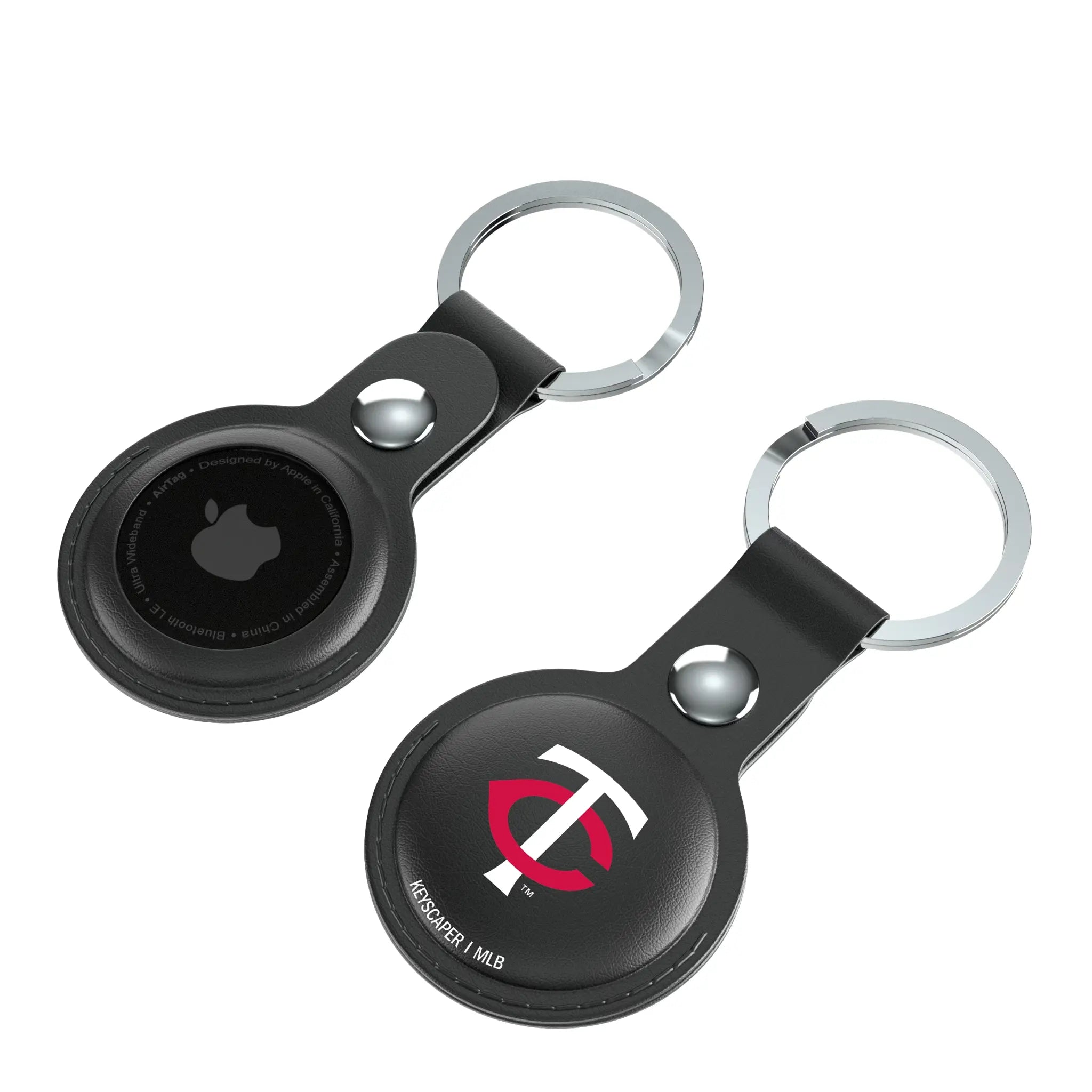 Minnesota Twins Insignia AirTag Black Airtag Holder 2-Pack - Isometric View