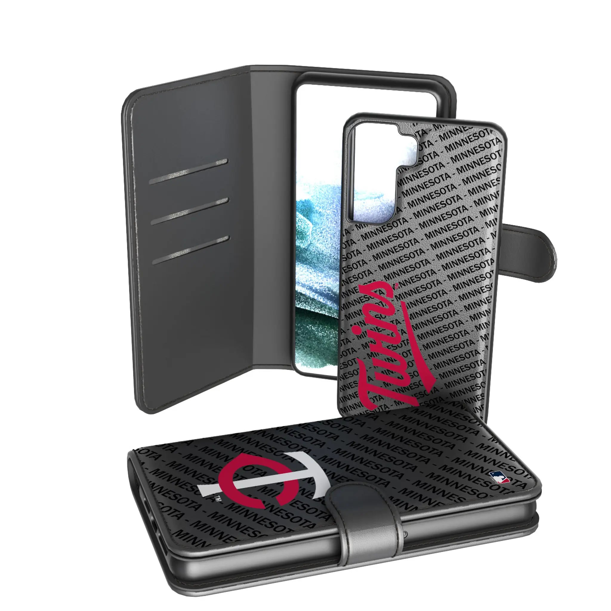 Minnesota Twins Monocolor Tilt Galaxy Wallet Phone Case for Samsung Galaxy