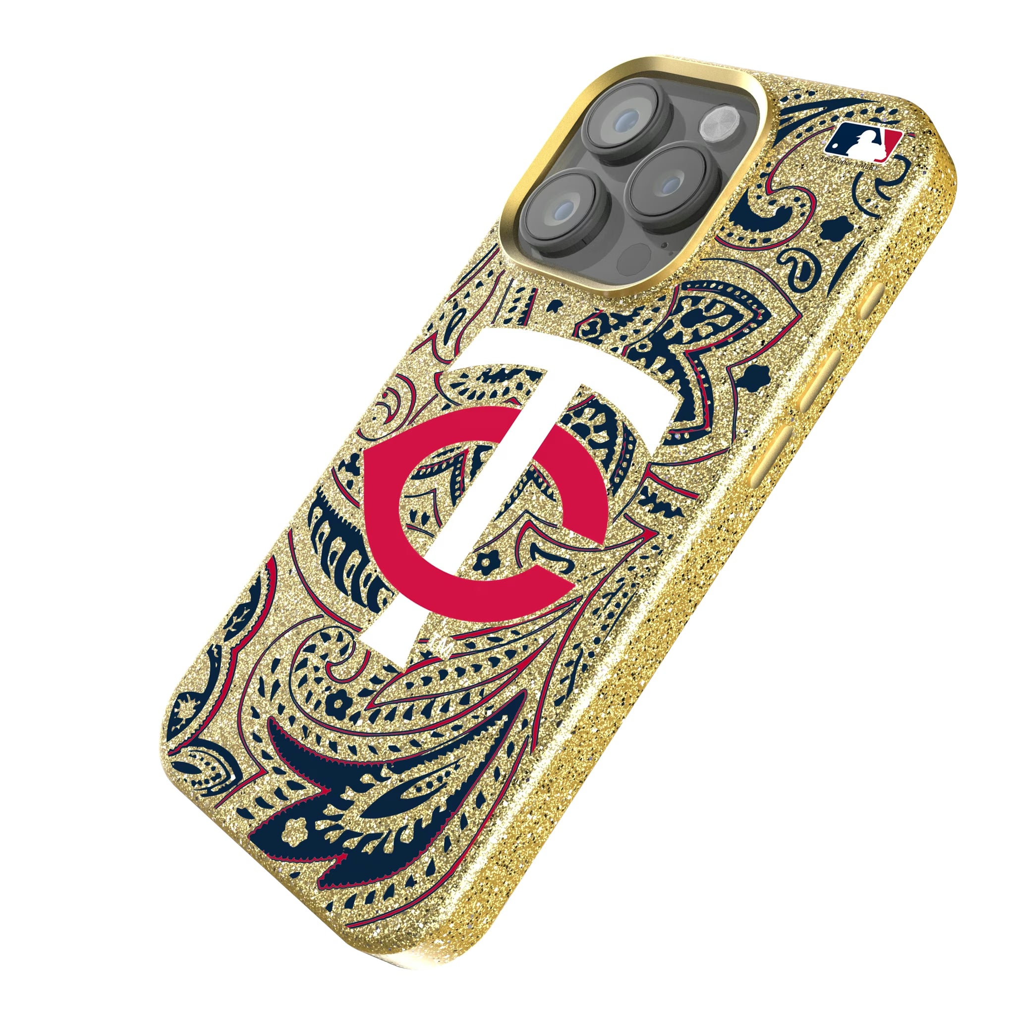 Minnesota Twins Paisley iPhone Bling Phone Case for Apple iPhone - Isometric View