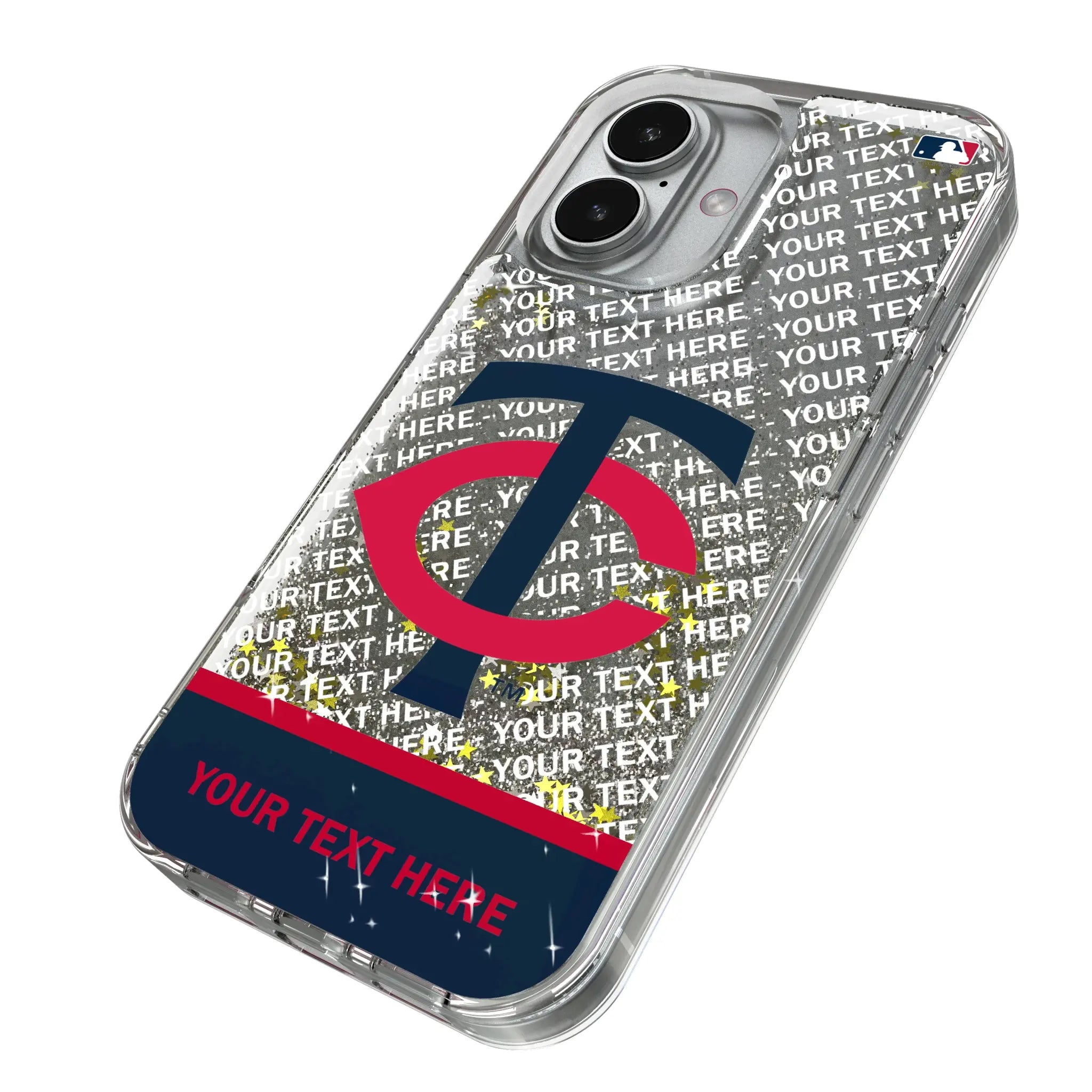 Minnesota Twins Personalized EndZone Plus iPhone Glitter Phone Case for Apple iPhone - Isometric View